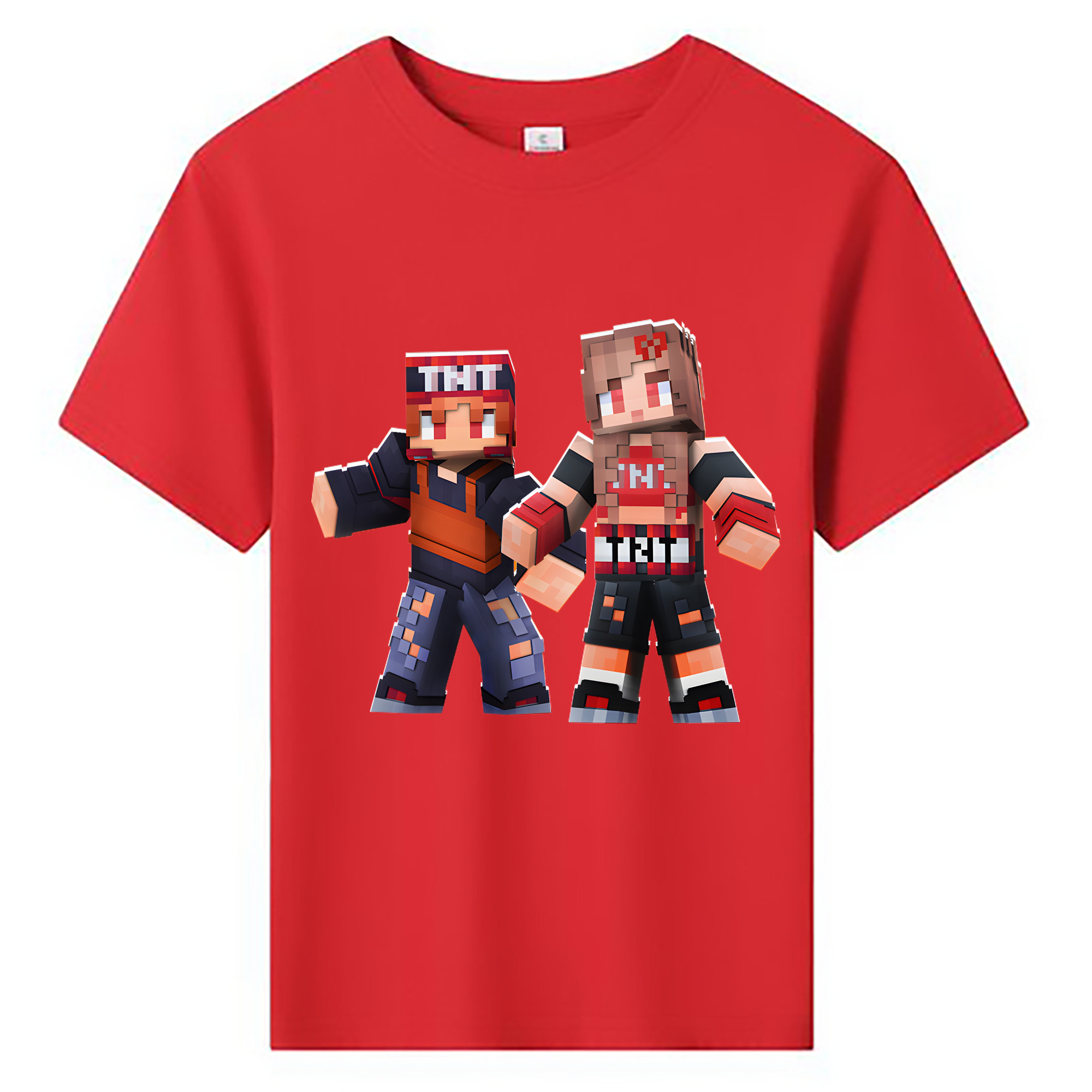 （画像用） マインクラフト ブロックの世界 Minecraft MC Block world 綿100％キッズTシャツ（フロントプリント）