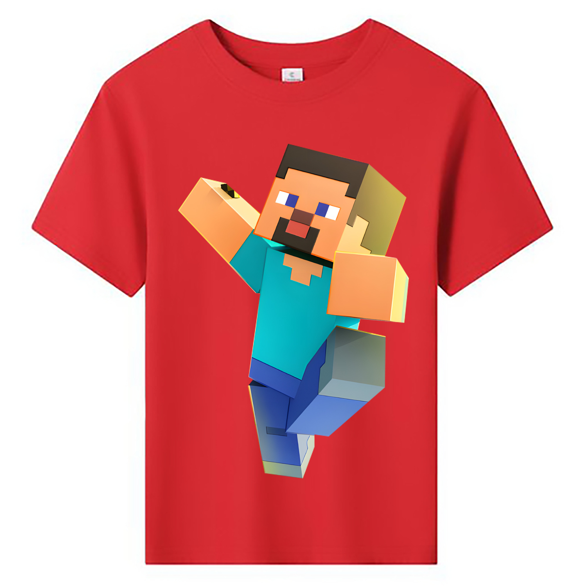 （画像用） マインクラフト ブロックの世界 Minecraft MC Block world 綿100％キッズTシャツ（フロントプリント）