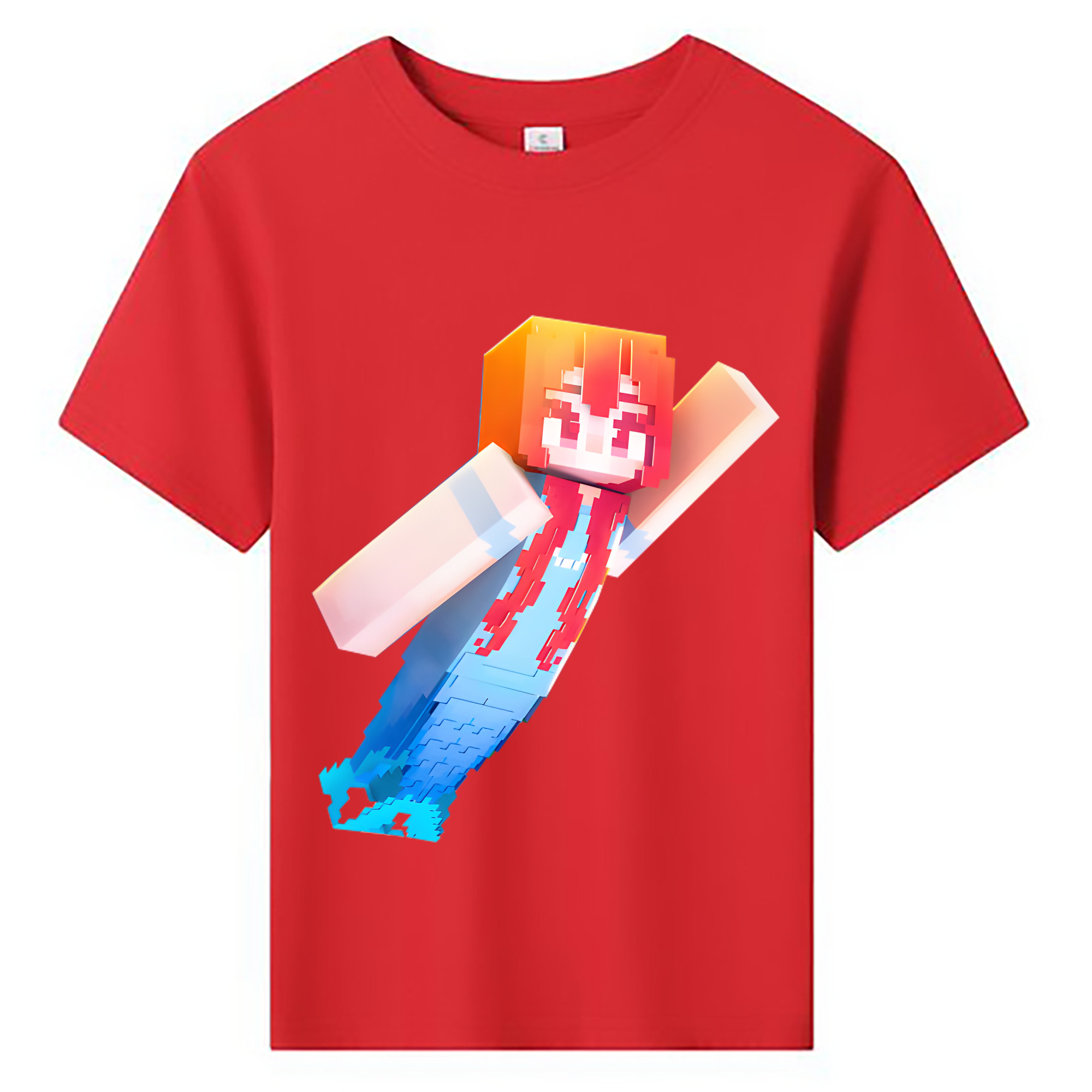 （画像用） マインクラフト ブロックの世界 Minecraft MC Block world 綿100％キッズTシャツ（フロントプリント）