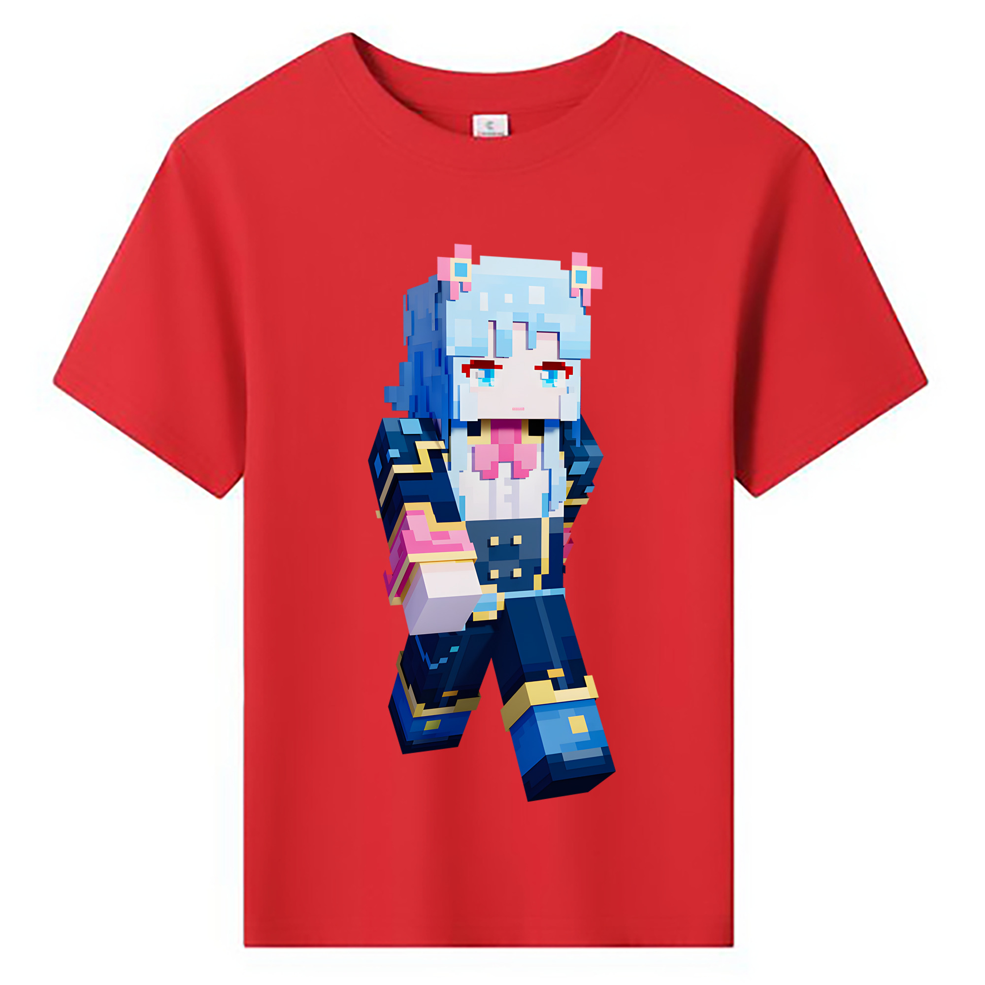 （画像用） マインクラフト ブロックの世界 Minecraft MC Block world 綿100％キッズTシャツ（フロントプリント）