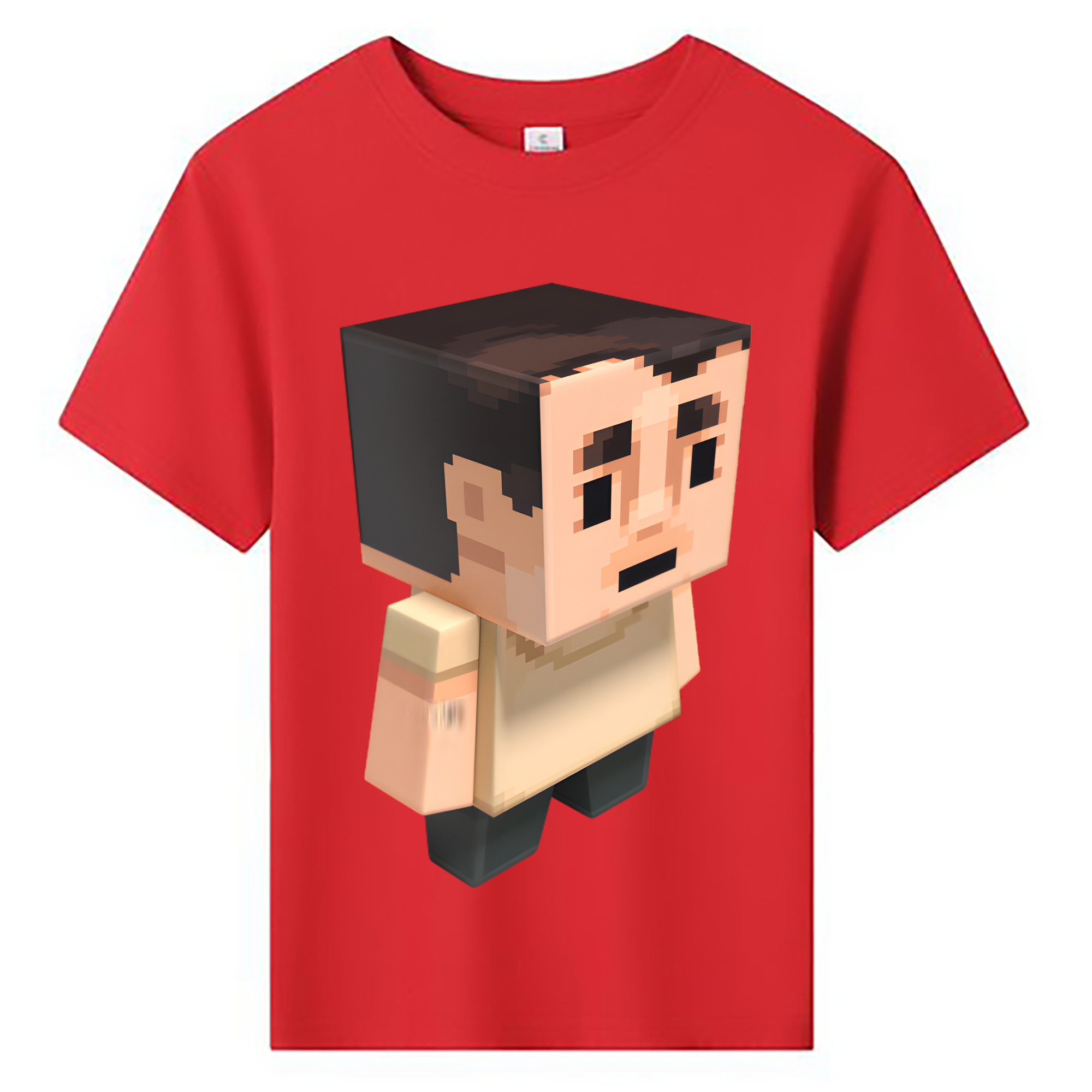 （画像用） マインクラフト ブロックの世界 Minecraft MC Block world 綿100％キッズTシャツ（フロントプリント）