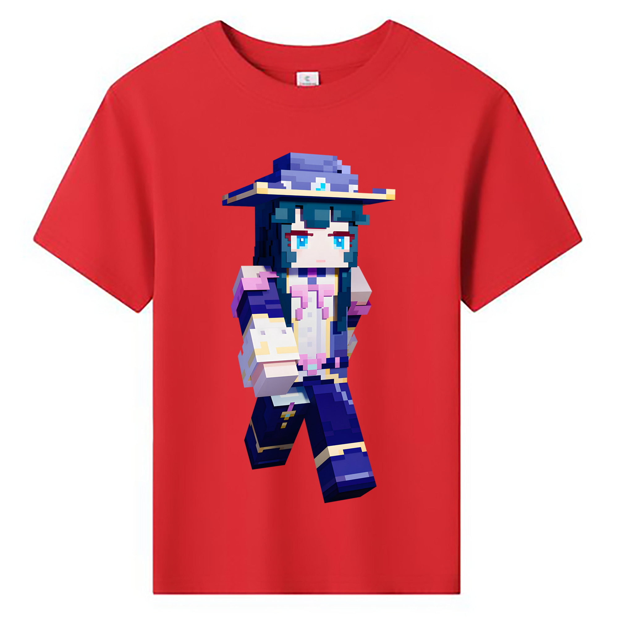 （画像用） マインクラフト ブロックの世界 Minecraft MC Block world 綿100％キッズTシャツ（フロントプリント）