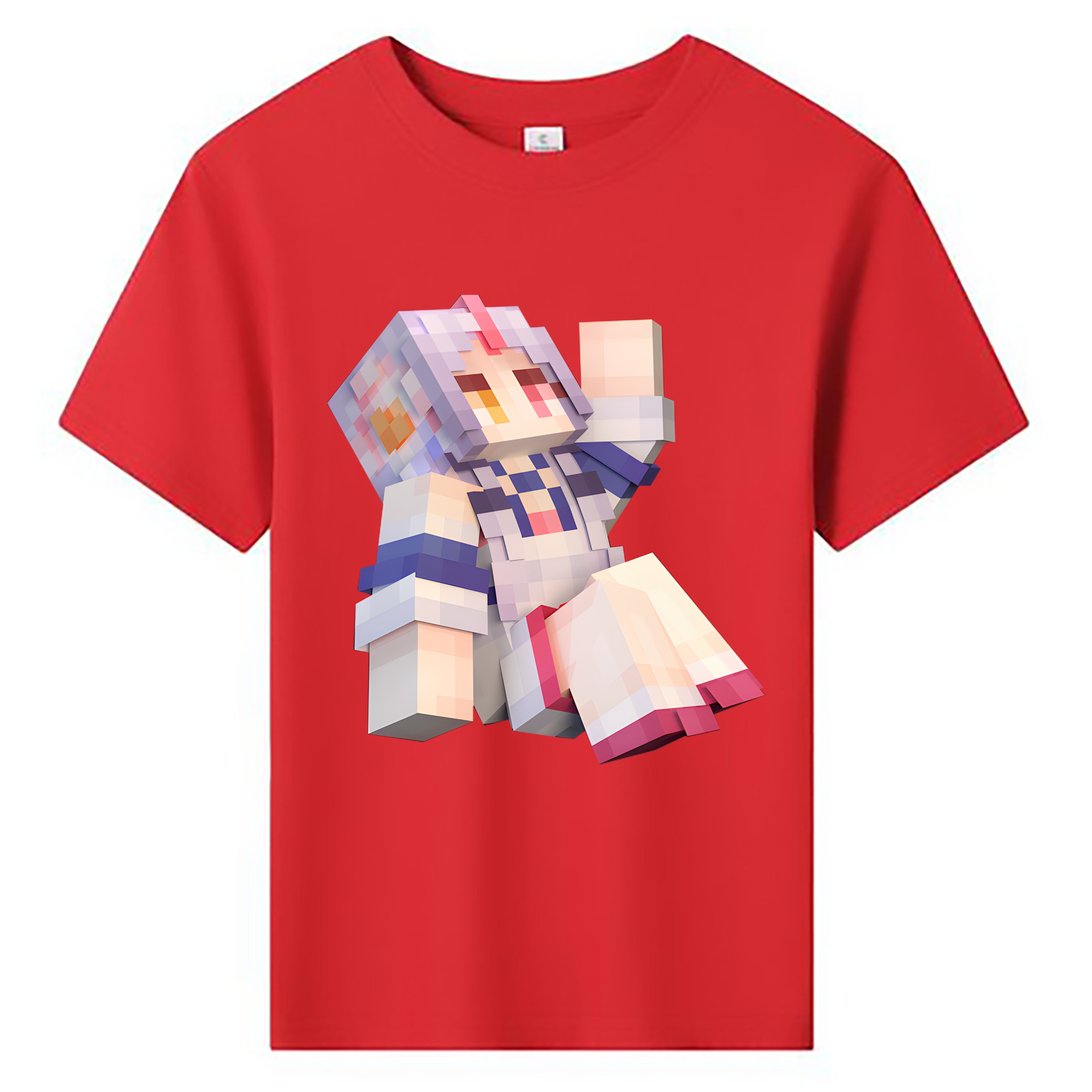 （画像用） マインクラフト ブロックの世界 Minecraft MC Block world 綿100％キッズTシャツ（フロントプリント）
