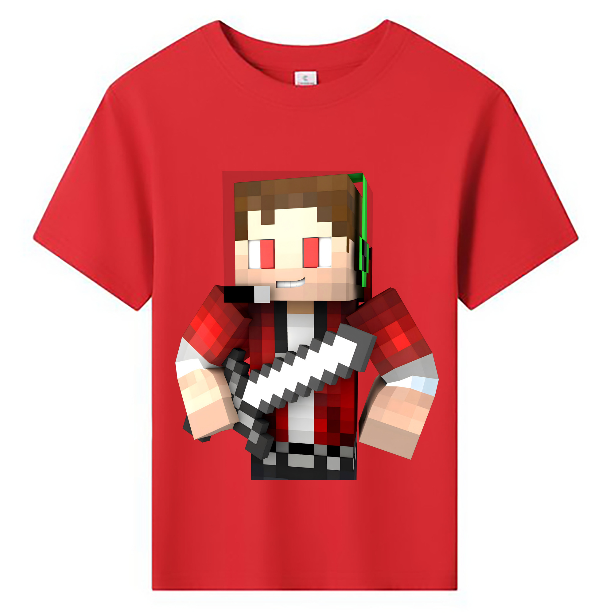 （画像用） マインクラフト ブロックの世界 Minecraft MC Block world 綿100％キッズTシャツ（フロントプリント）