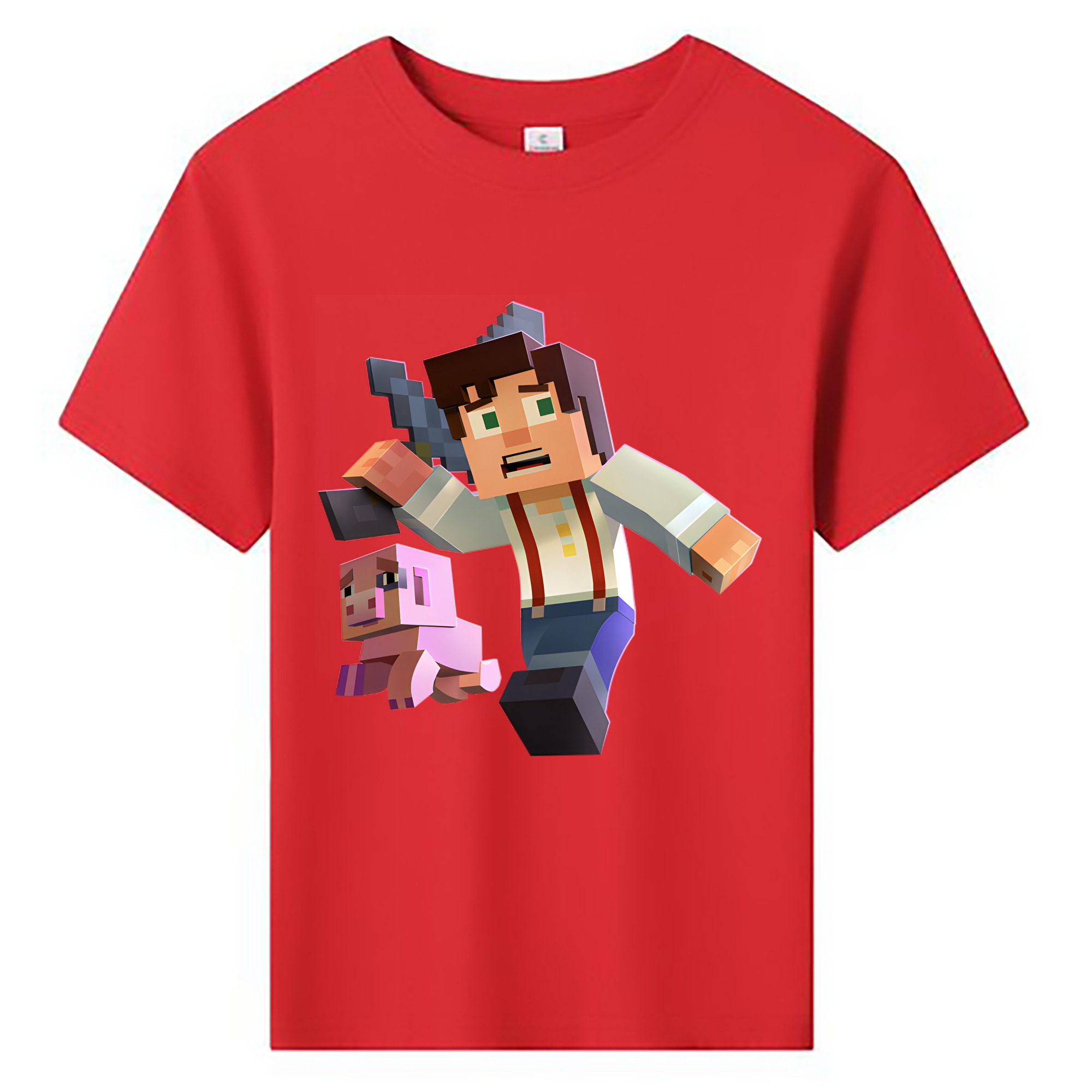 （画像用） マインクラフト ブロックの世界 Minecraft MC Block world 綿100％キッズTシャツ（フロントプリント）