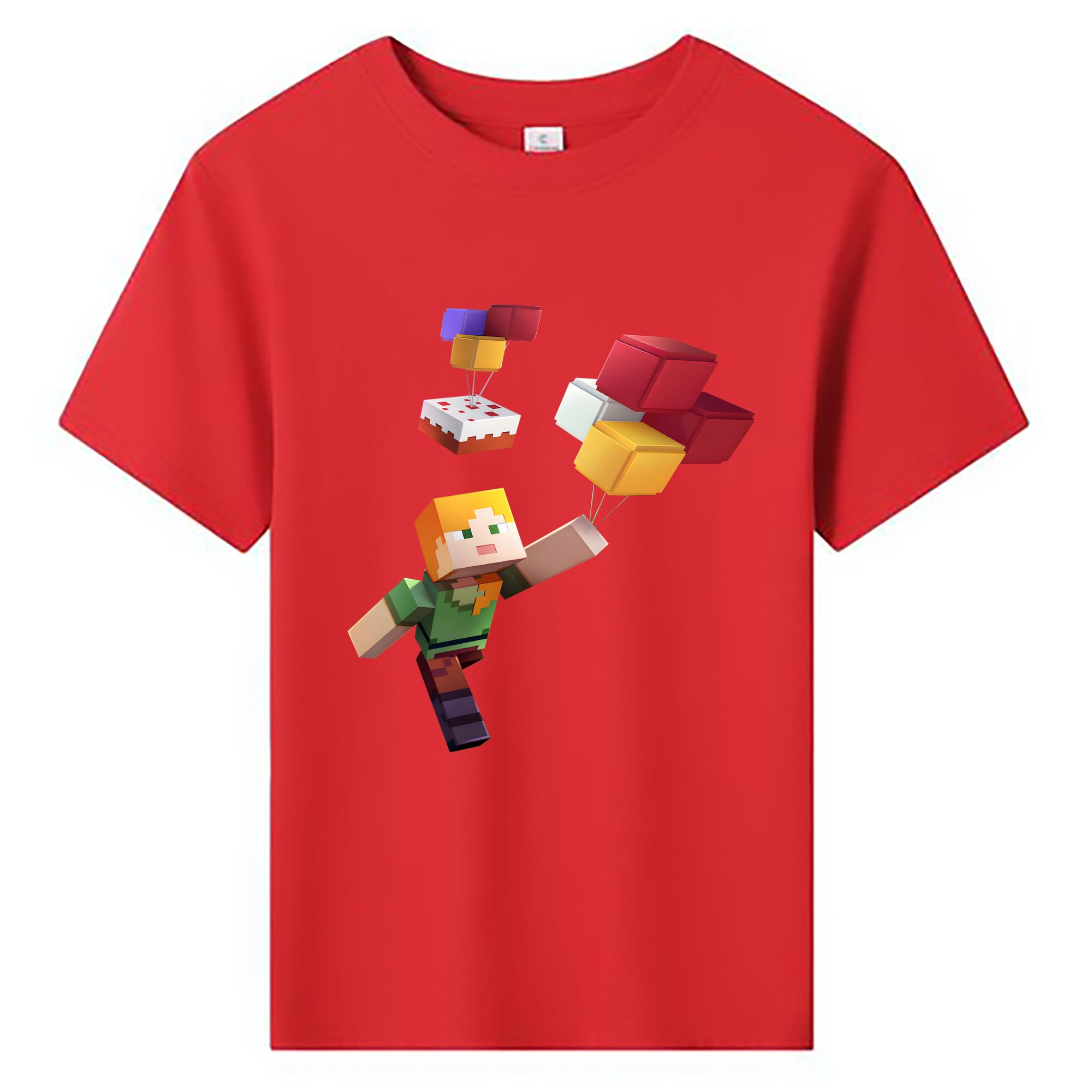 （画像用） マインクラフト ブロックの世界 Minecraft MC Block world 綿100％キッズTシャツ（フロントプリント）