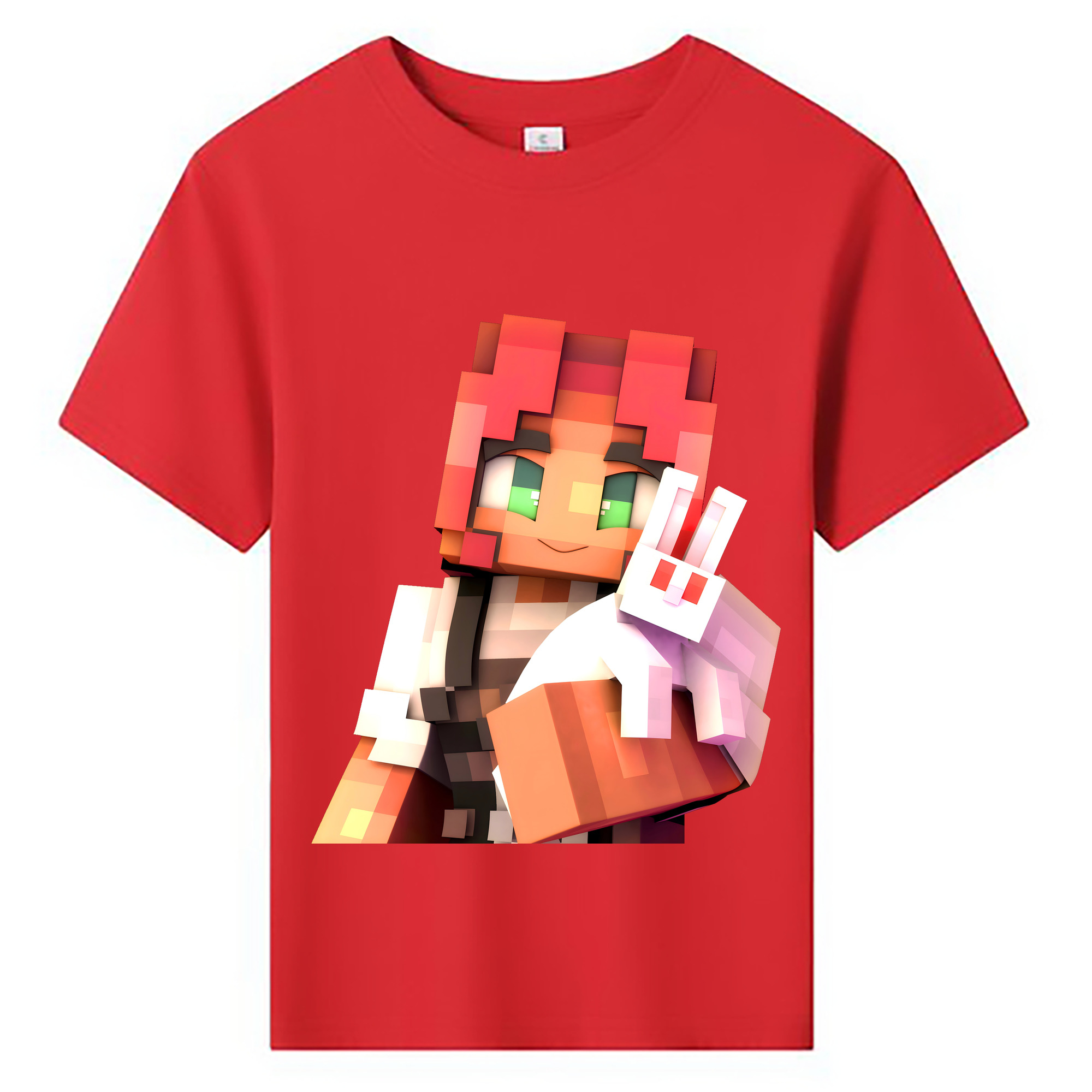 （画像用） マインクラフト ブロックの世界 Minecraft MC Block world 綿100％キッズTシャツ（フロントプリント）