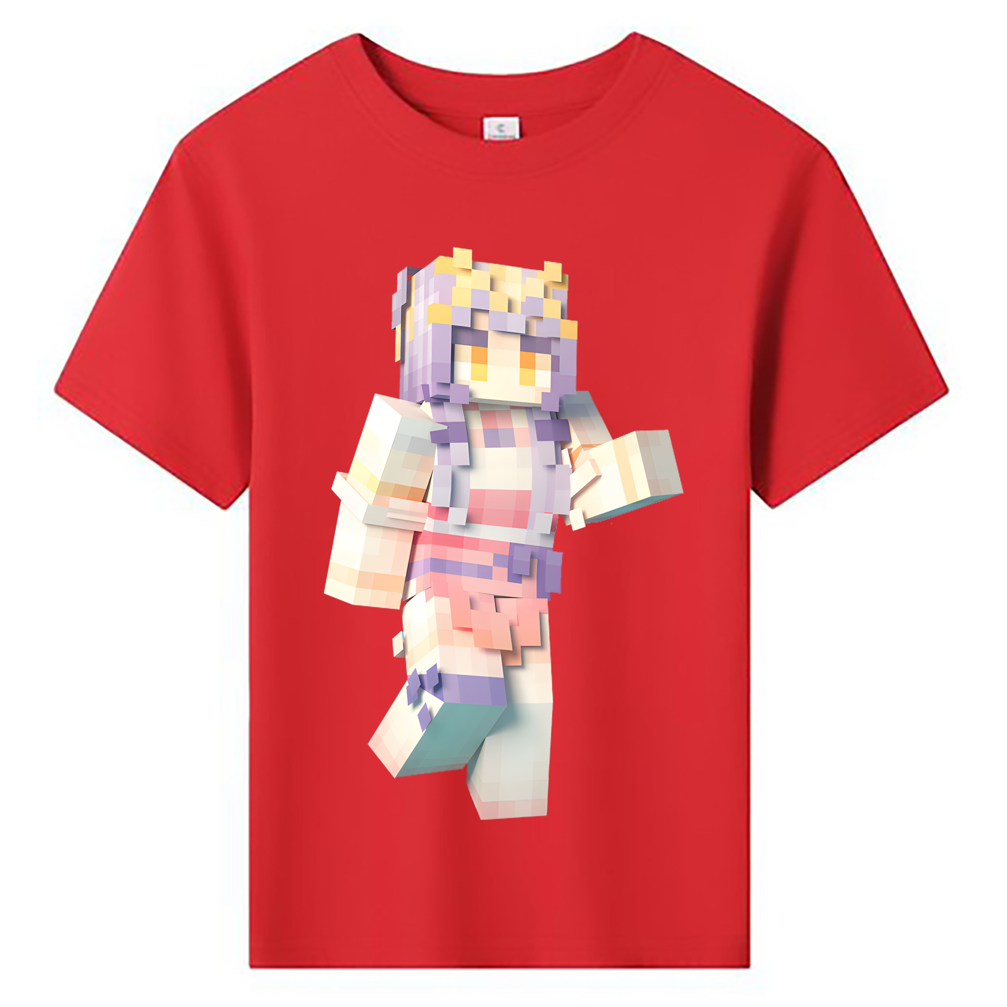 （画像用） マインクラフト ブロックの世界 Minecraft MC Block world 綿100％キッズTシャツ（フロントプリント）