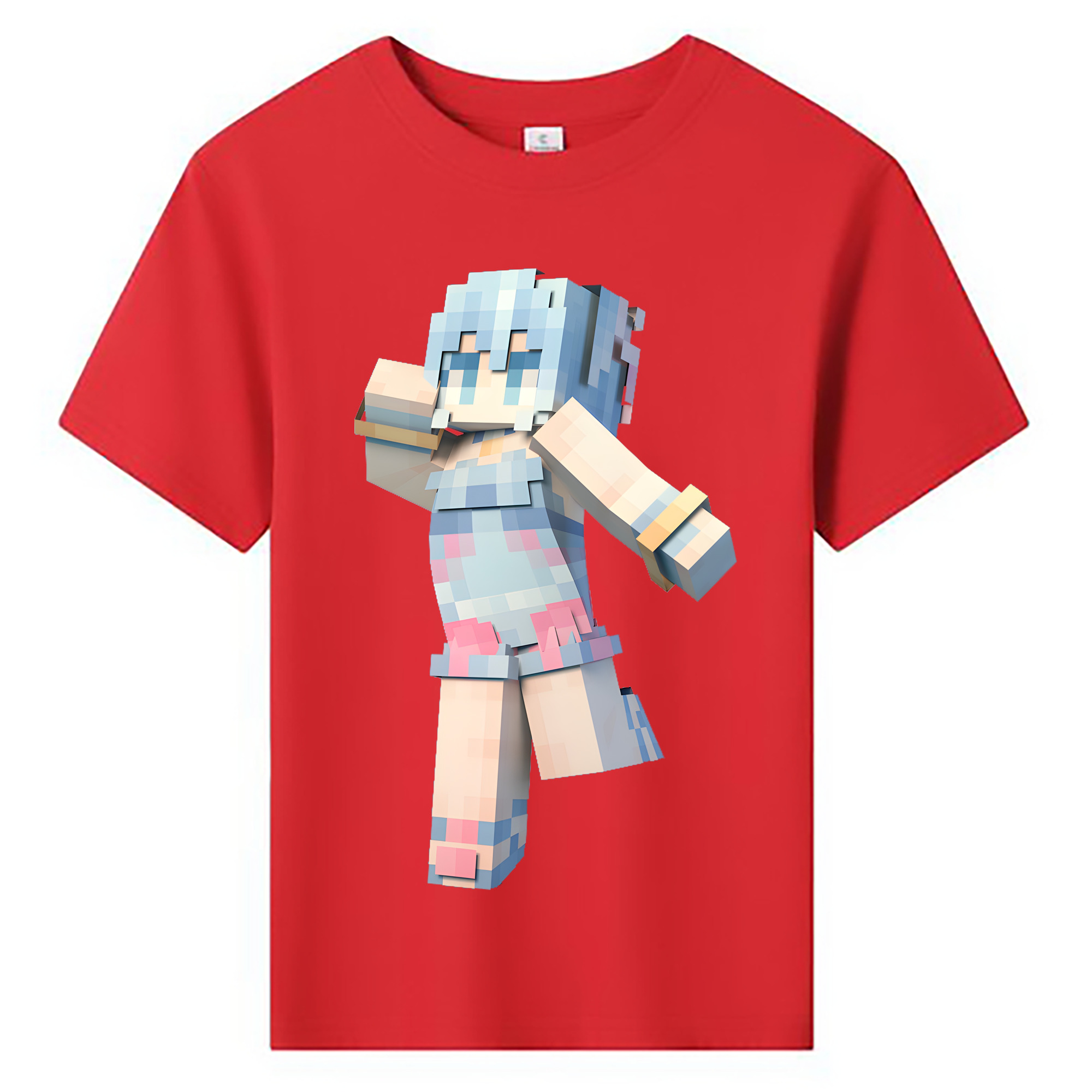 （画像用） マインクラフト ブロックの世界 Minecraft MC Block world 綿100％キッズTシャツ（フロントプリント）