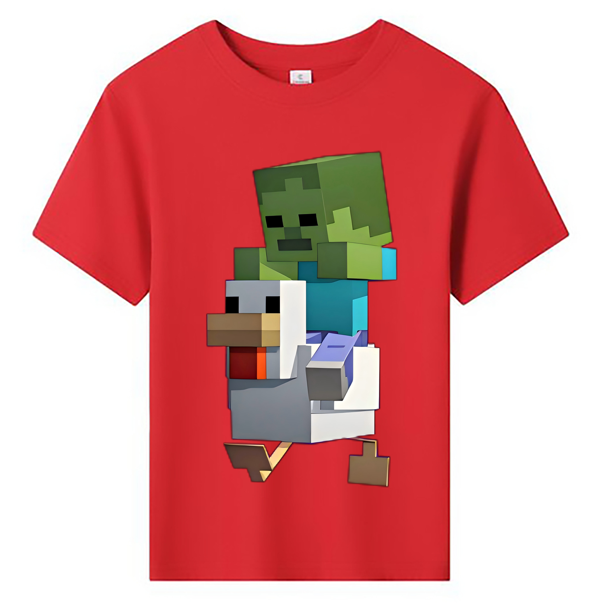 （画像用） マインクラフト ブロックの世界 Minecraft MC Block world 綿100％キッズTシャツ（フロントプリント）