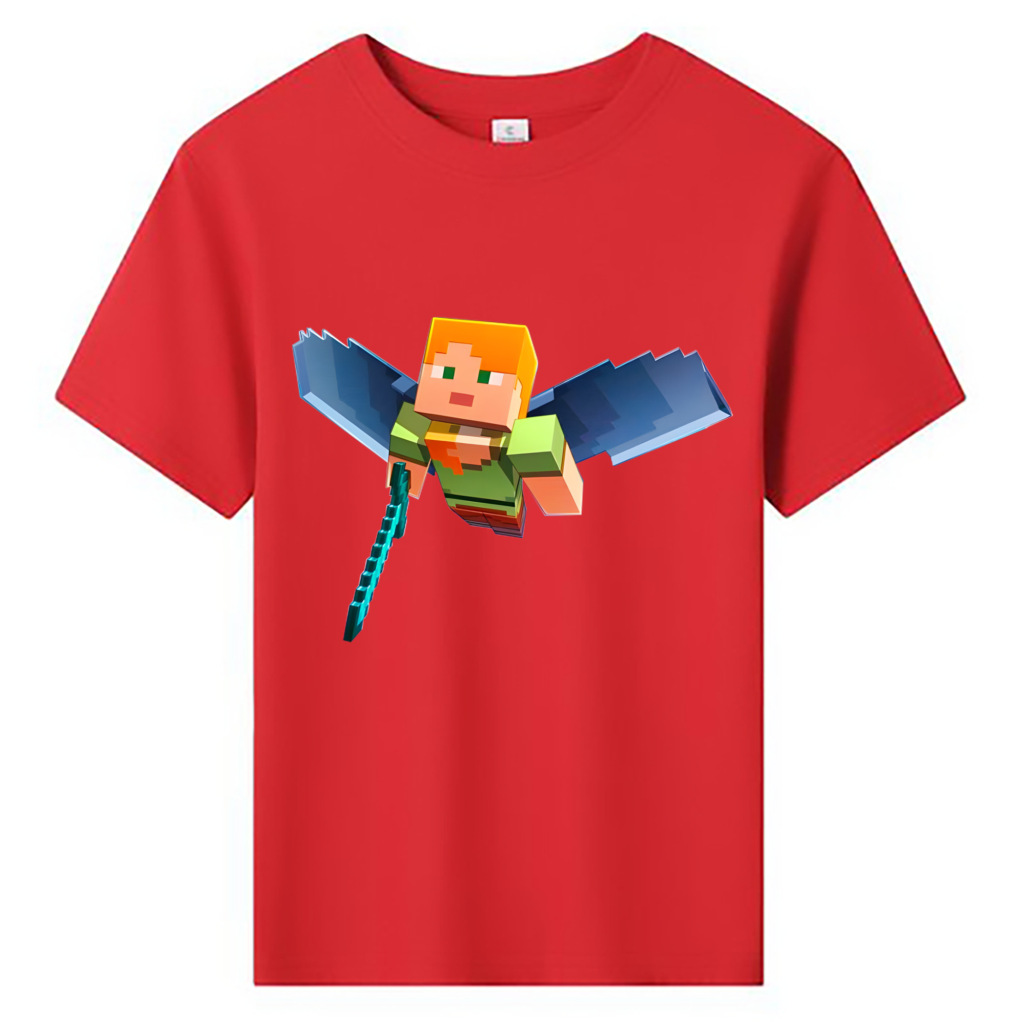 （画像用） マインクラフト ブロックの世界 Minecraft MC Block world 綿100％キッズTシャツ（フロントプリント）