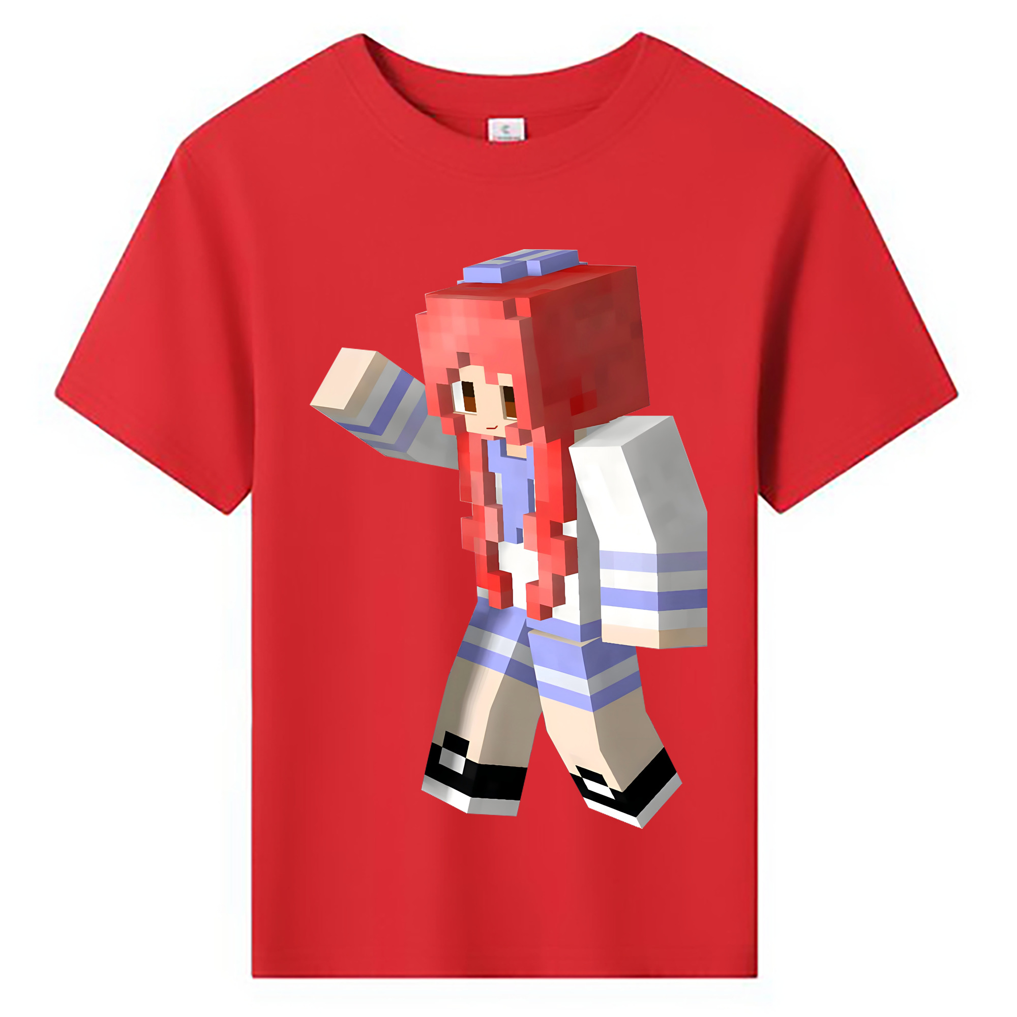 （画像用） マインクラフト ブロックの世界 Minecraft MC Block world 綿100％キッズTシャツ（フロントプリント）