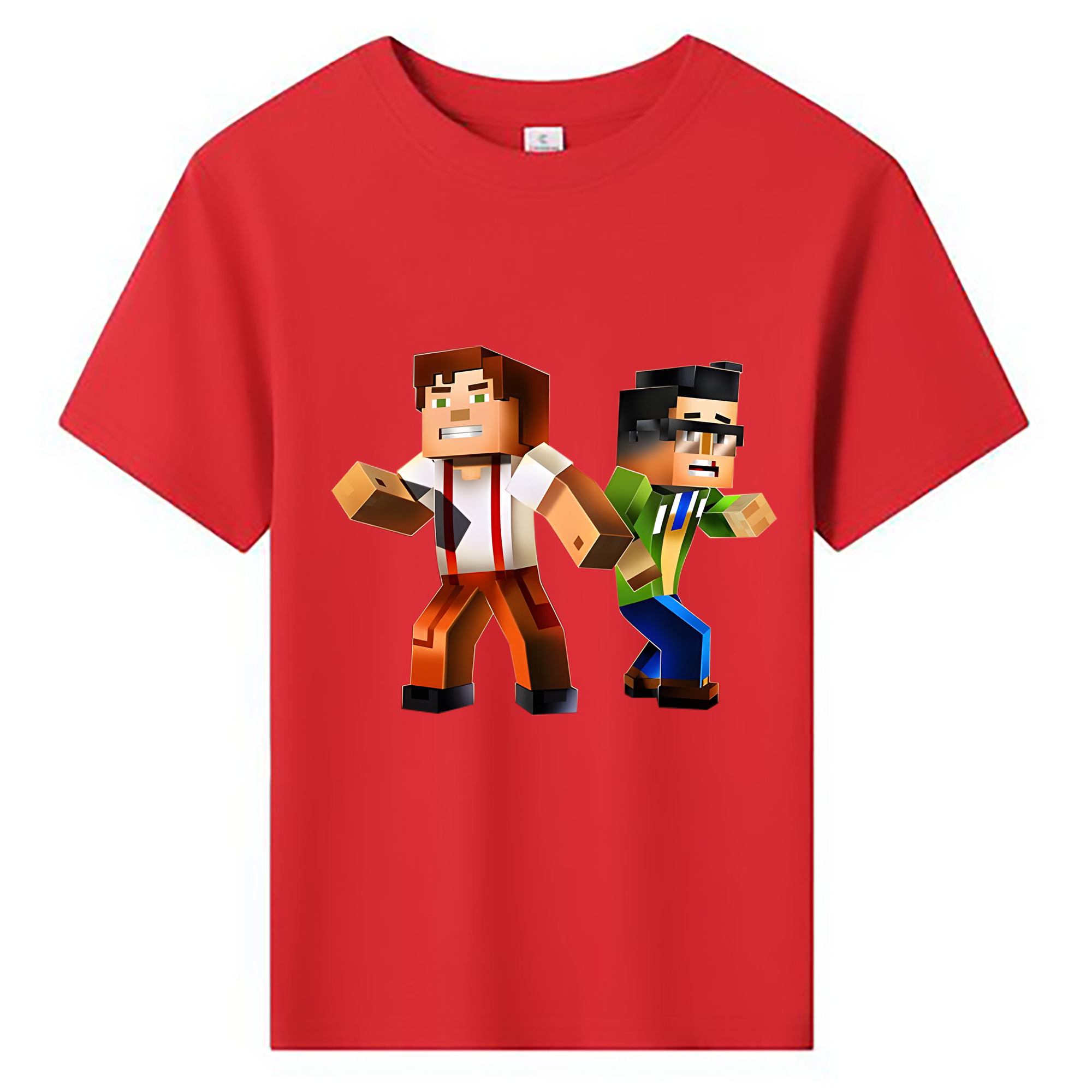 （画像用） マインクラフト ブロックの世界 Minecraft MC Block world 綿100％キッズTシャツ（フロントプリント）