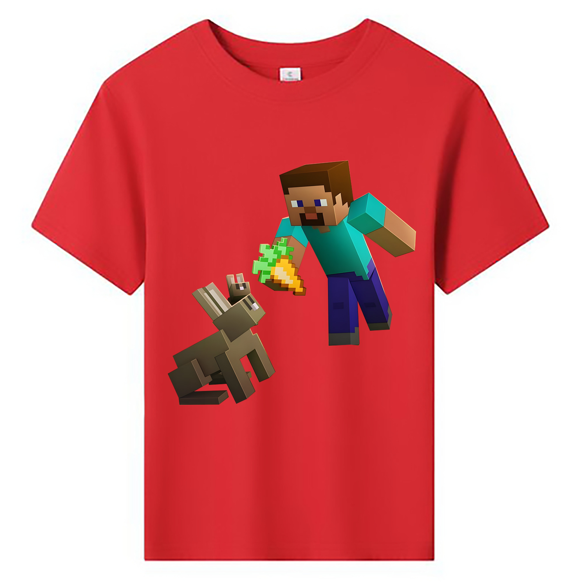 （画像用） マインクラフト ブロックの世界 Minecraft MC Block world 綿100％キッズTシャツ（フロントプリント）