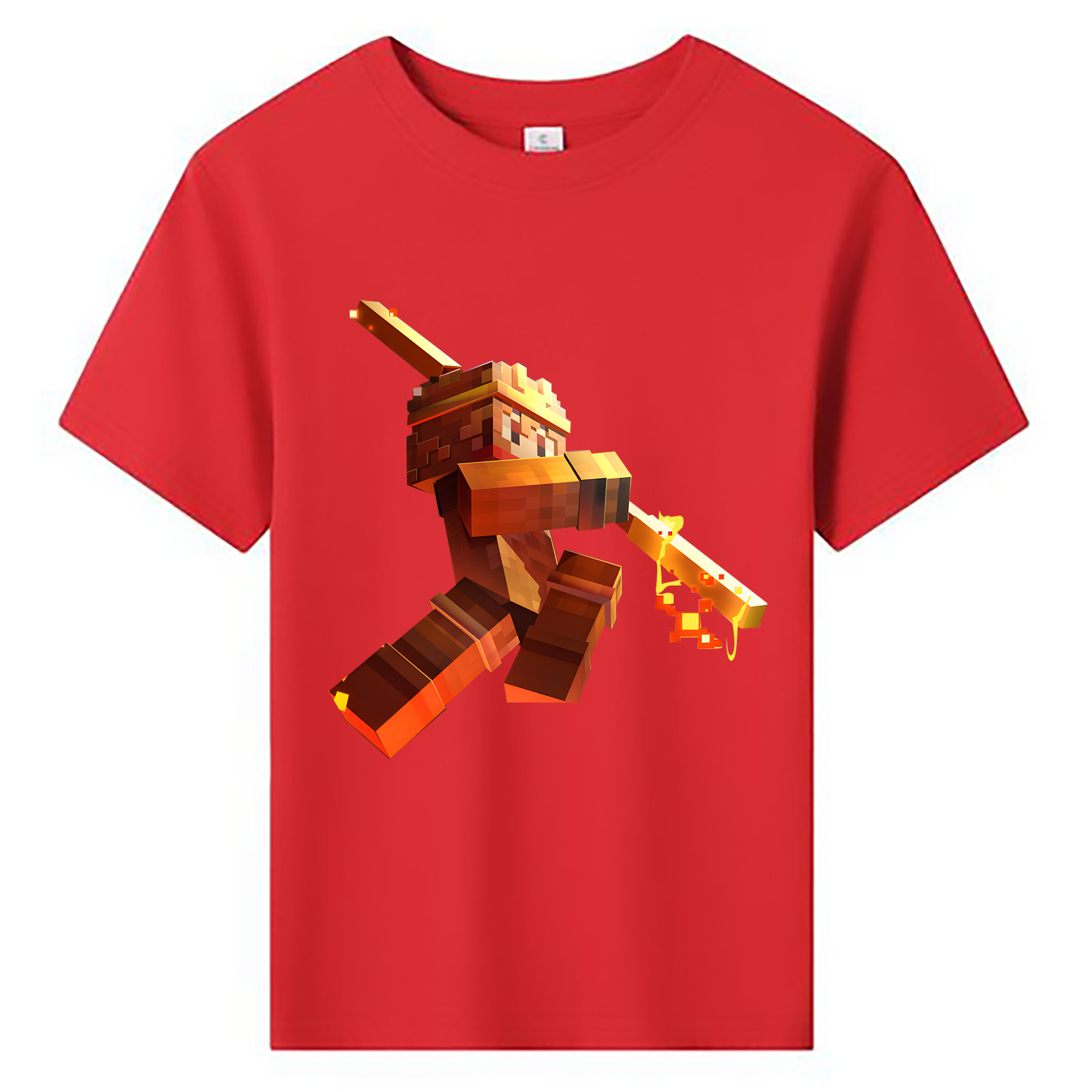 （画像用） マインクラフト ブロックの世界 Minecraft MC Block world 綿100％キッズTシャツ（フロントプリント）