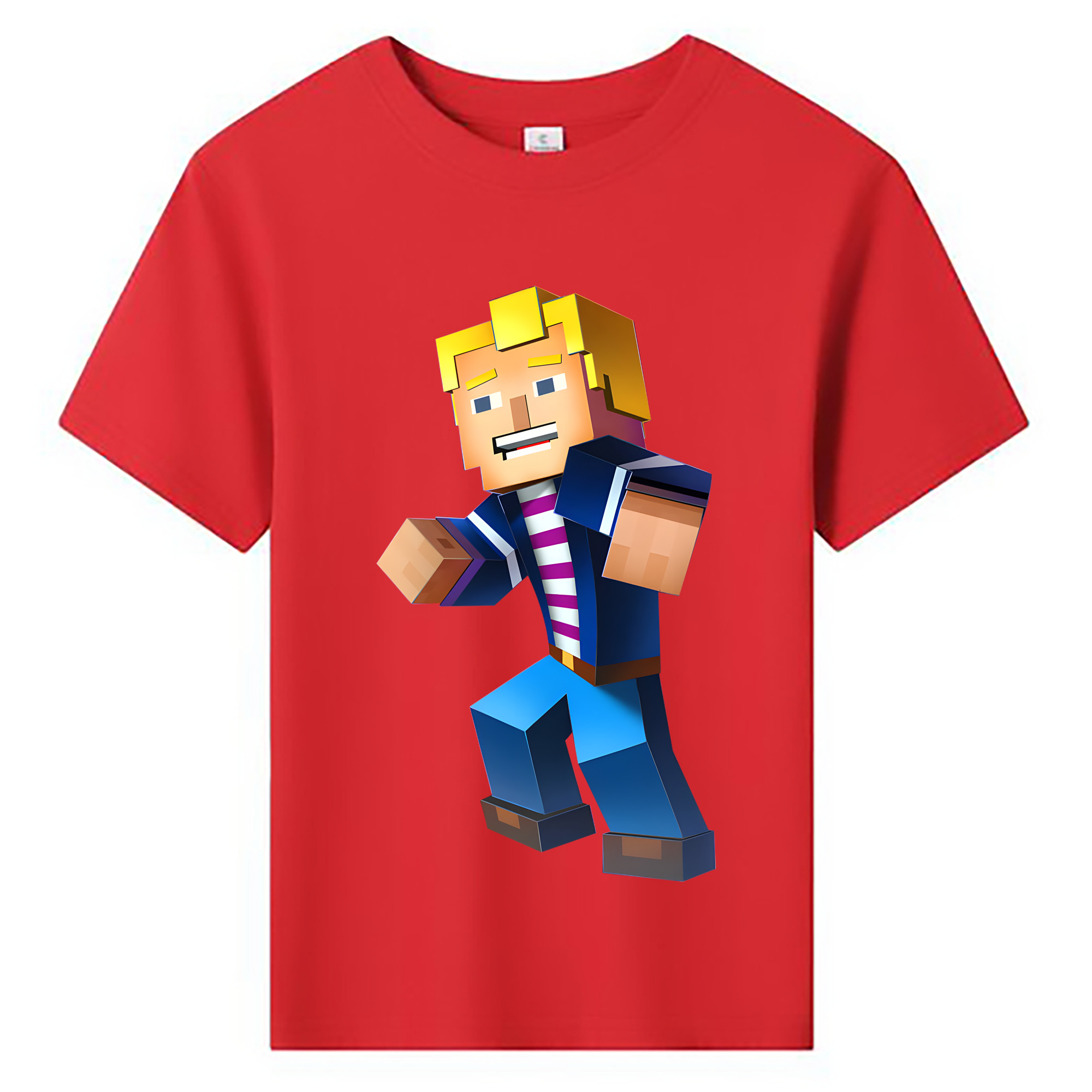 （画像用） マインクラフト ブロックの世界 Minecraft MC Block world 綿100％キッズTシャツ（フロントプリント）