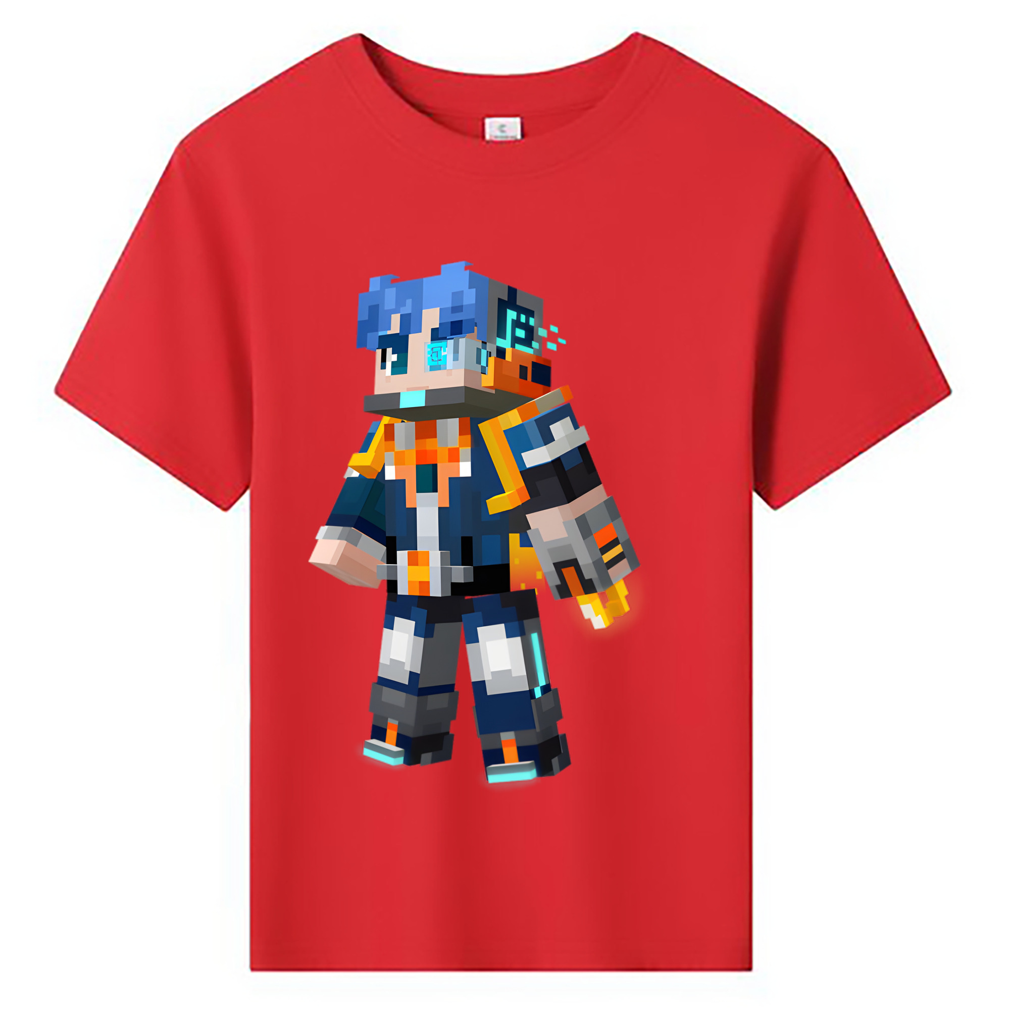（画像用） マインクラフト ブロックの世界 Minecraft MC Block world 綿100％キッズTシャツ（フロントプリント）