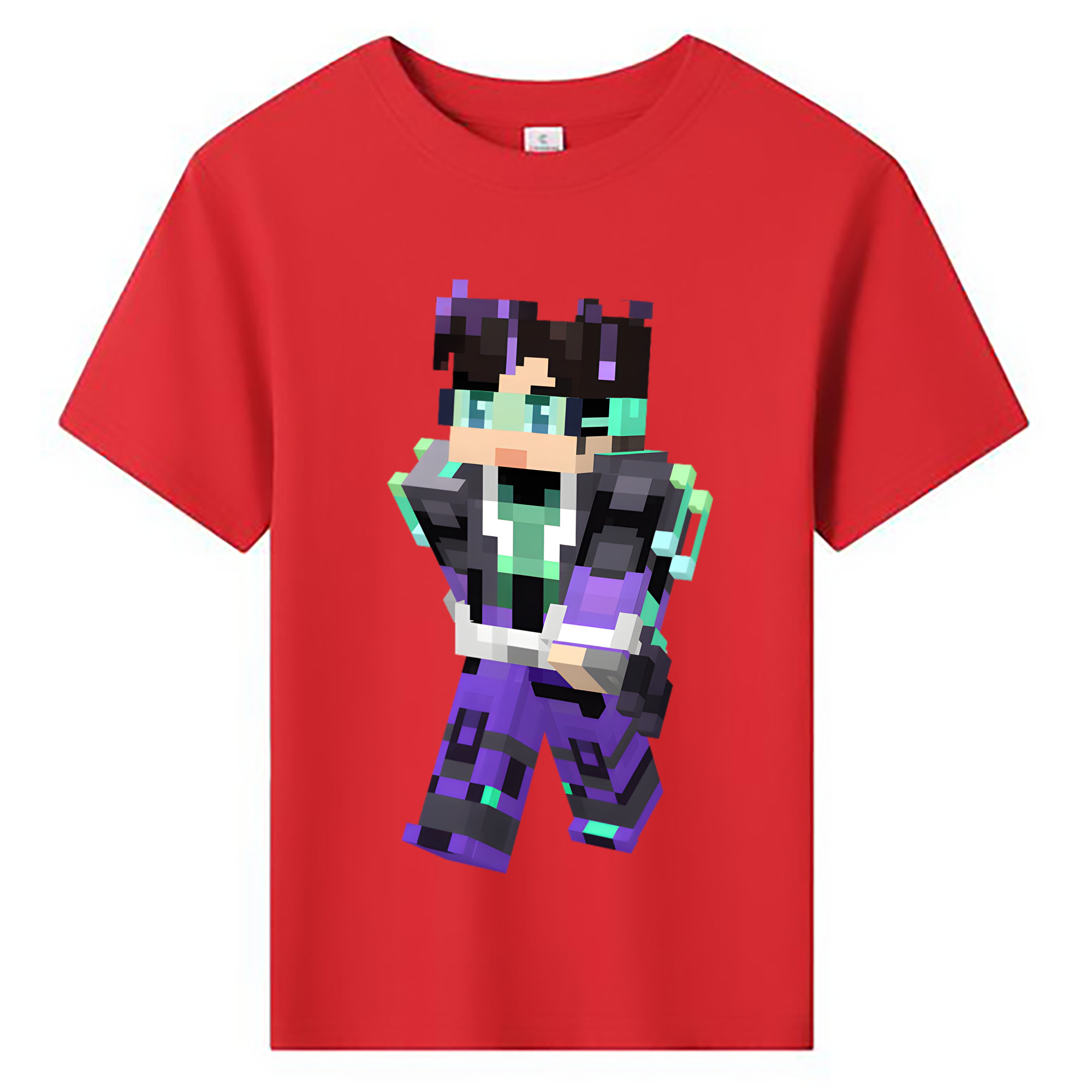 （画像用） マインクラフト ブロックの世界 Minecraft MC Block world 綿100％キッズTシャツ（フロントプリント）