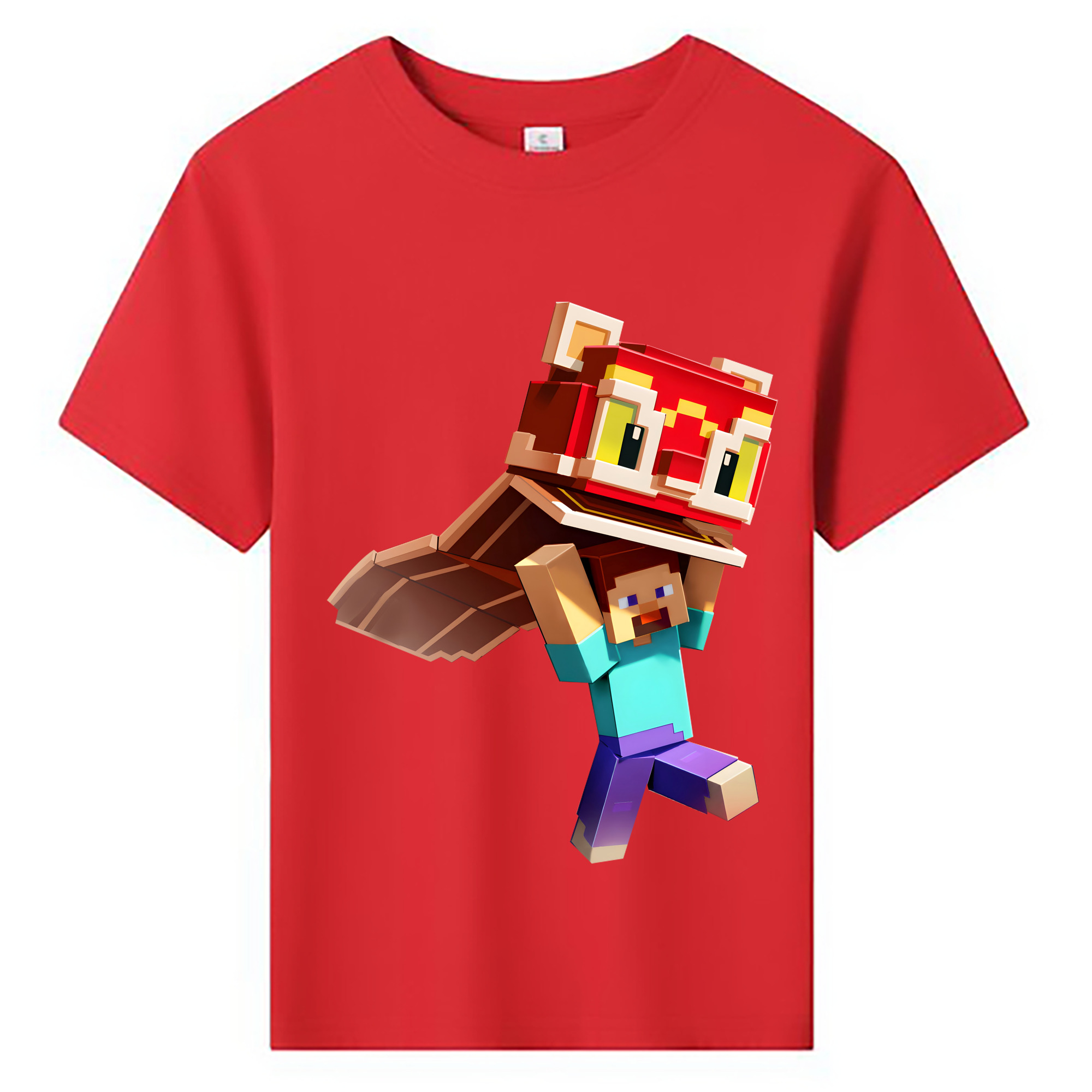 （画像用） マインクラフト ブロックの世界 Minecraft MC Block world 綿100％キッズTシャツ（フロントプリント）