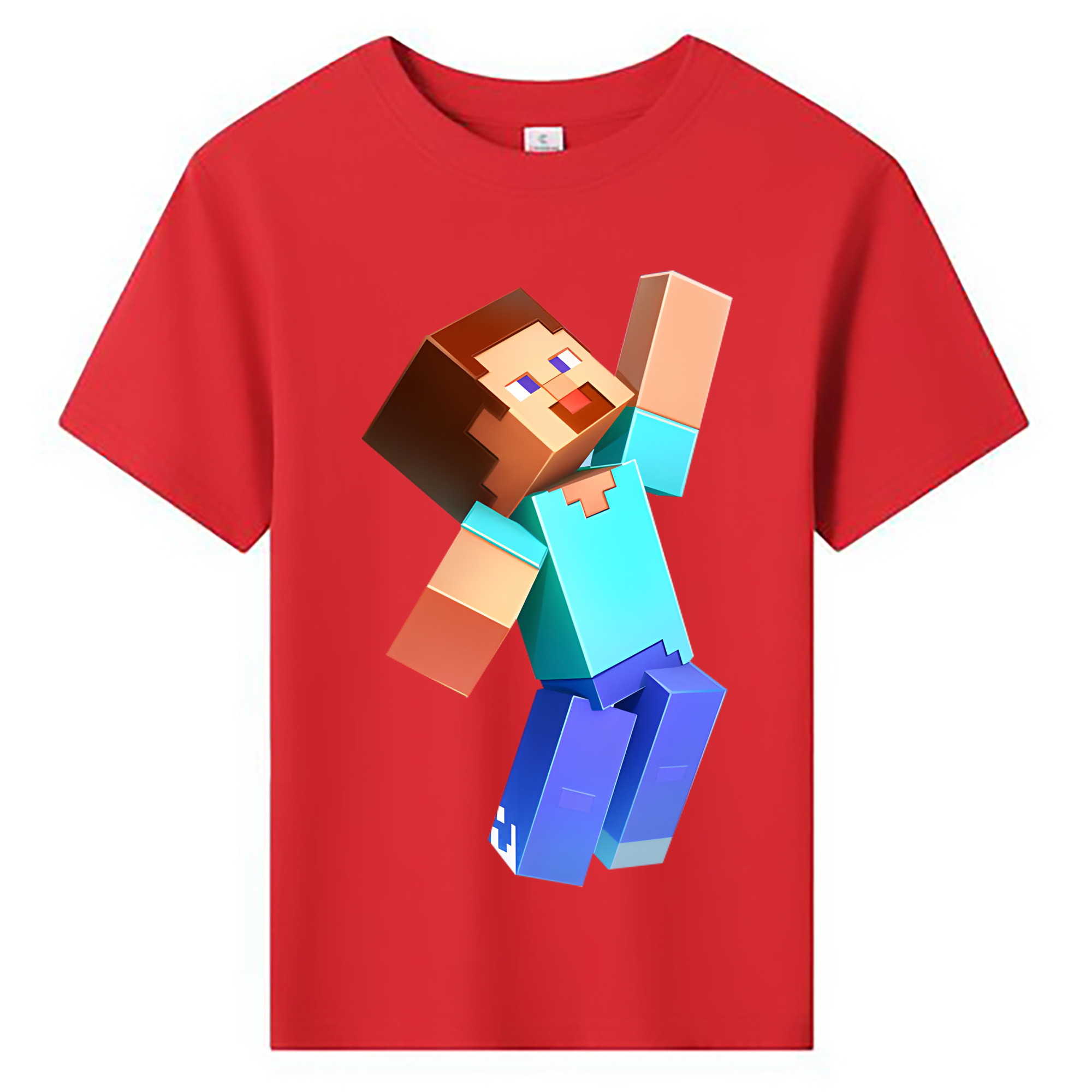 （画像用） マインクラフト ブロックの世界 Minecraft MC Block world 綿100％キッズTシャツ（フロントプリント）
