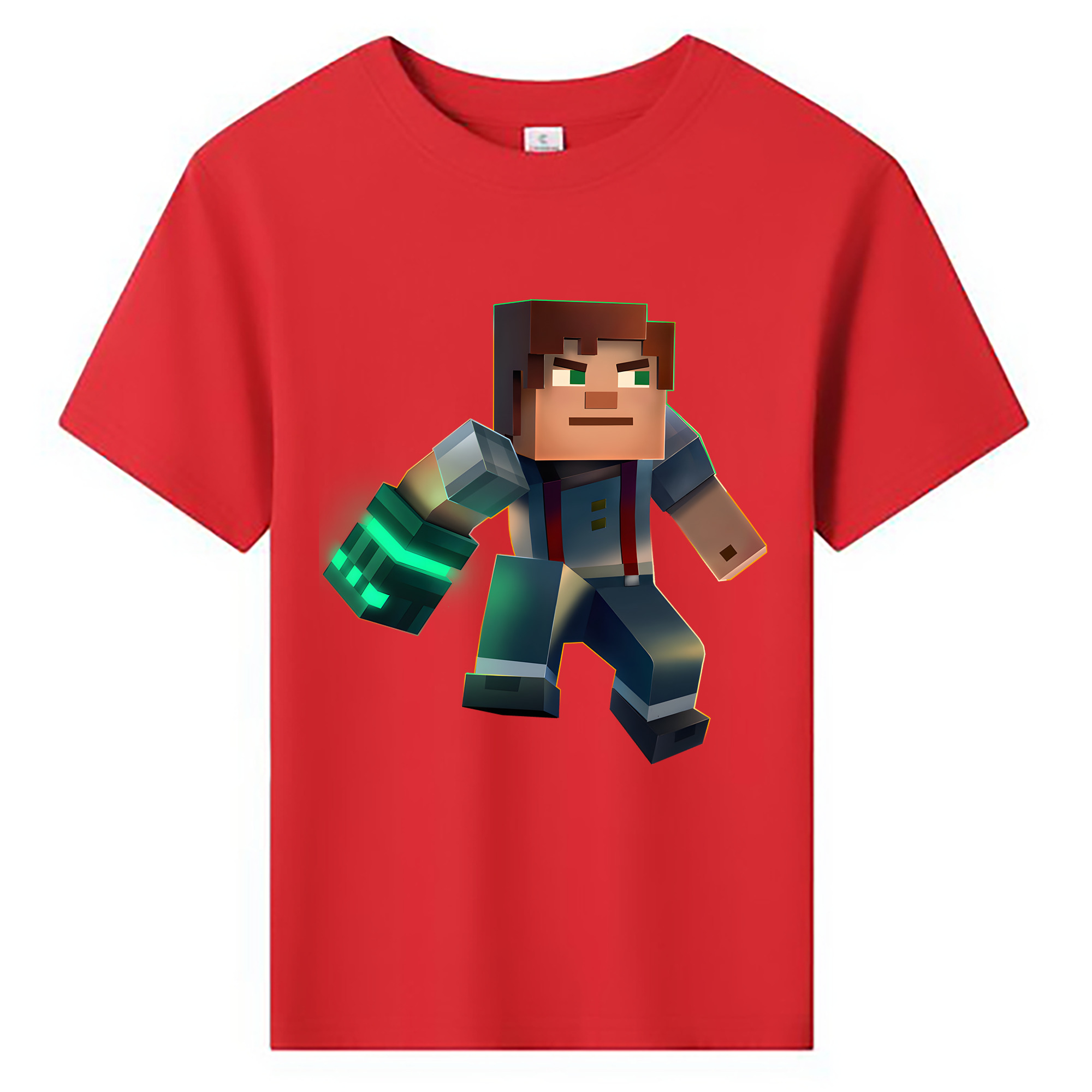（画像用） マインクラフト ブロックの世界 Minecraft MC Block world 綿100％キッズTシャツ（フロントプリント）