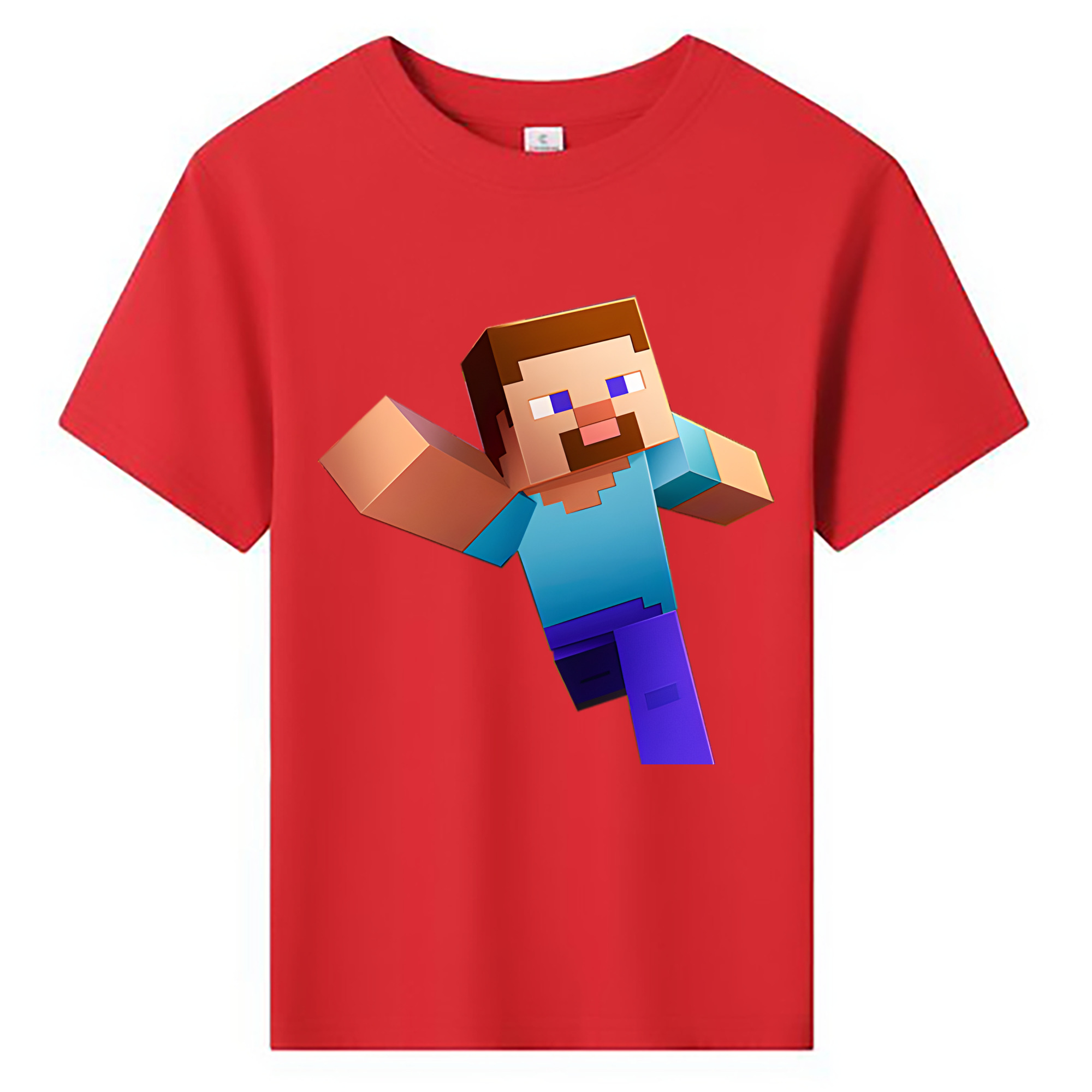 （画像用） マインクラフト ブロックの世界 Minecraft MC Block world 綿100％キッズTシャツ（フロントプリント）