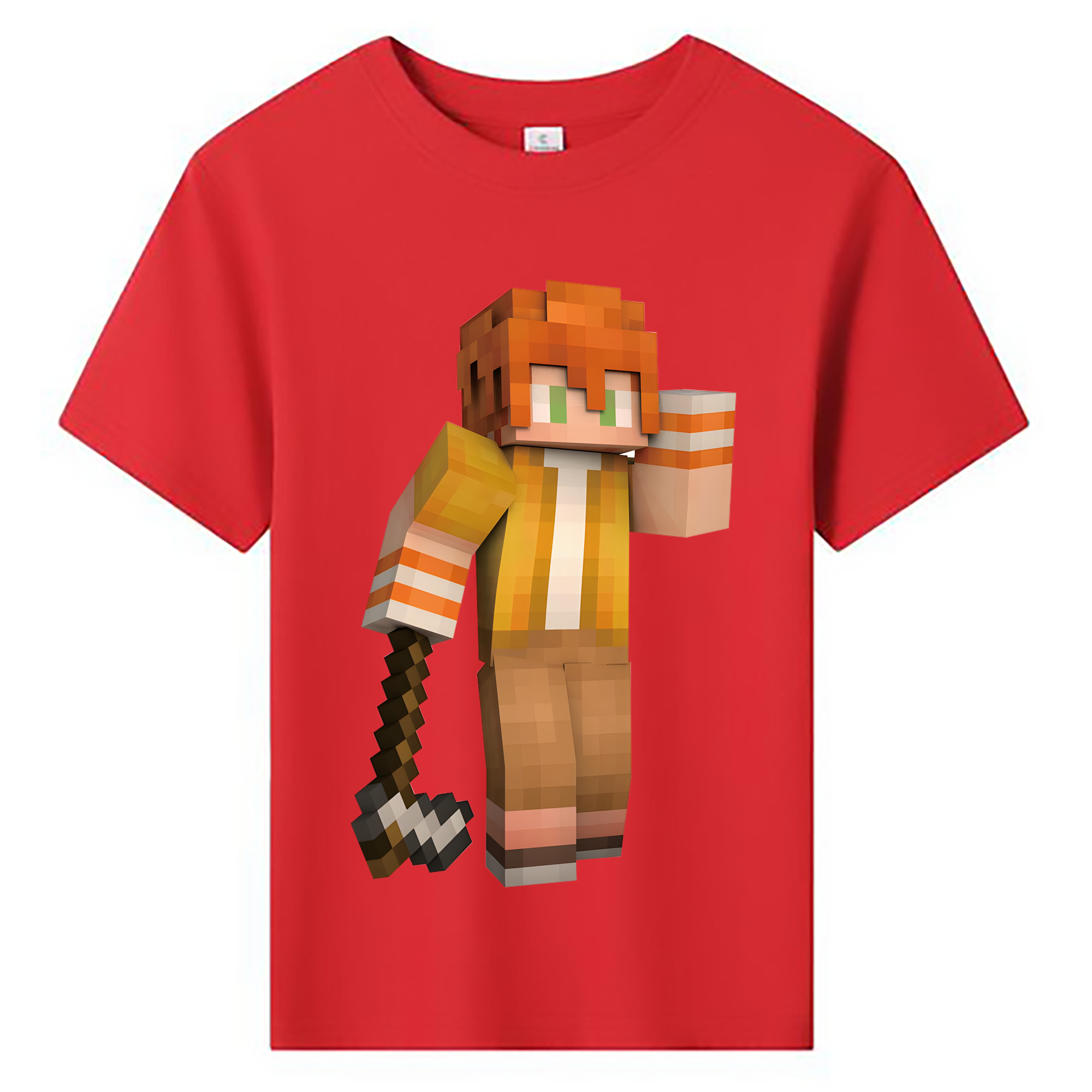 （画像用） マインクラフト ブロックの世界 Minecraft MC Block world 綿100％キッズTシャツ（フロントプリント）