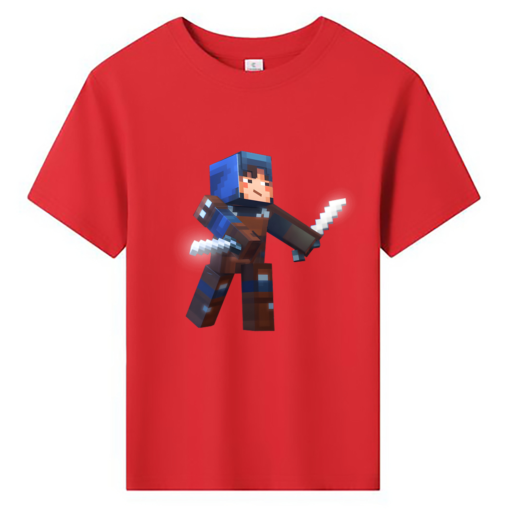 （画像用） マインクラフト ブロックの世界 Minecraft MC Block world 綿100％キッズTシャツ（フロントプリント）