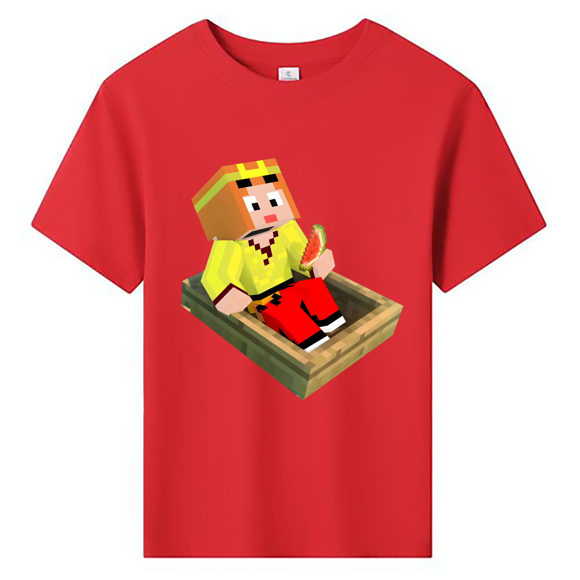 （画像用） マインクラフト ブロックの世界 Minecraft MC Block world 綿100％キッズTシャツ（フロントプリント）