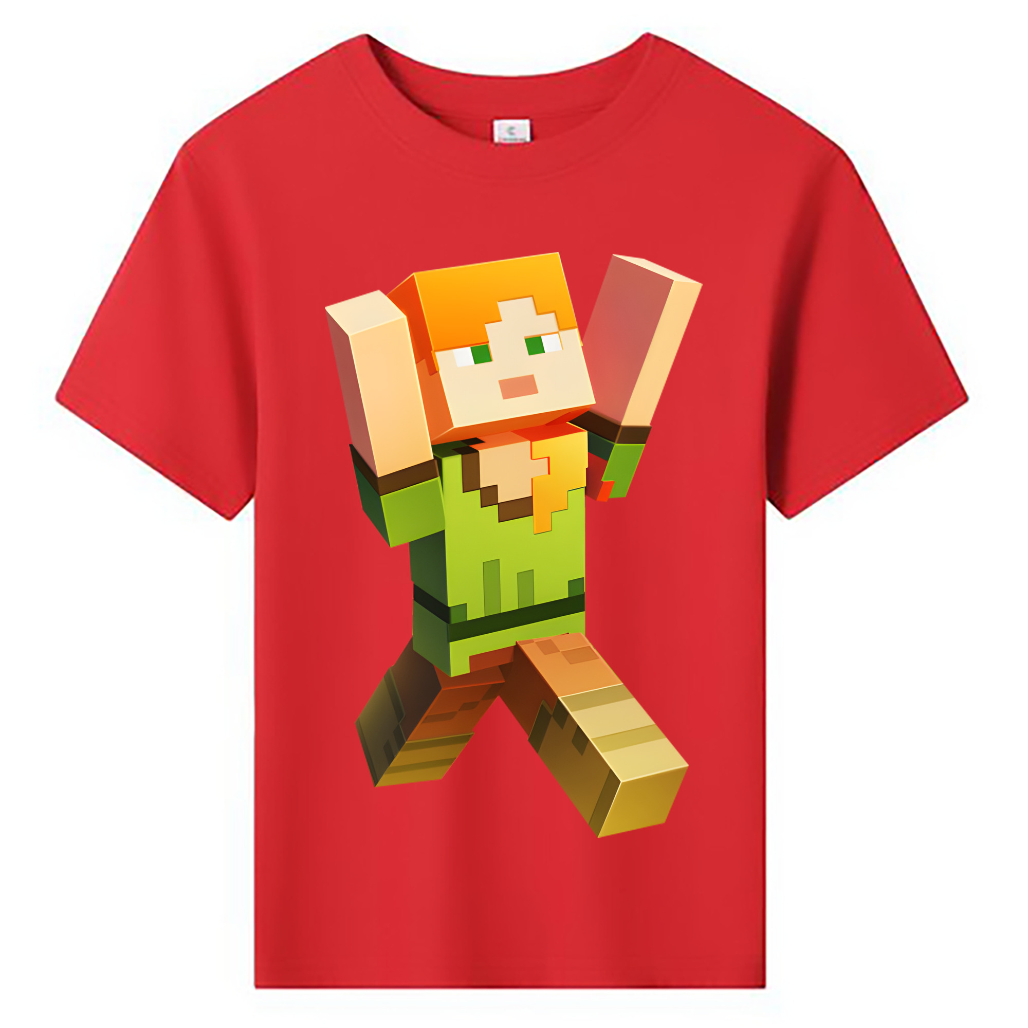 （画像用） マインクラフト ブロックの世界 Minecraft MC Block world 綿100％キッズTシャツ（フロントプリント）