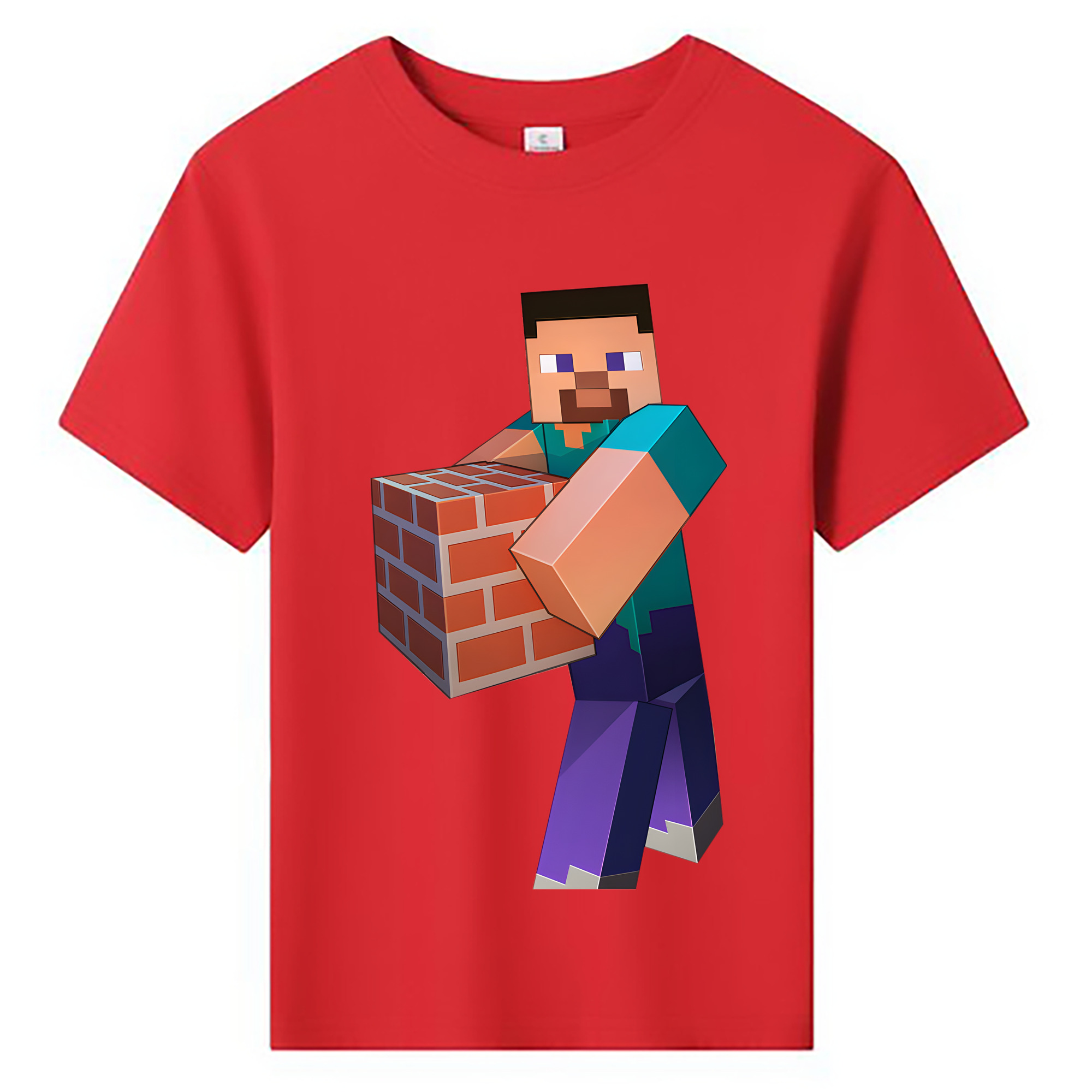 （画像用） マインクラフト ブロックの世界 Minecraft MC Block world 綿100％キッズTシャツ（フロントプリント）