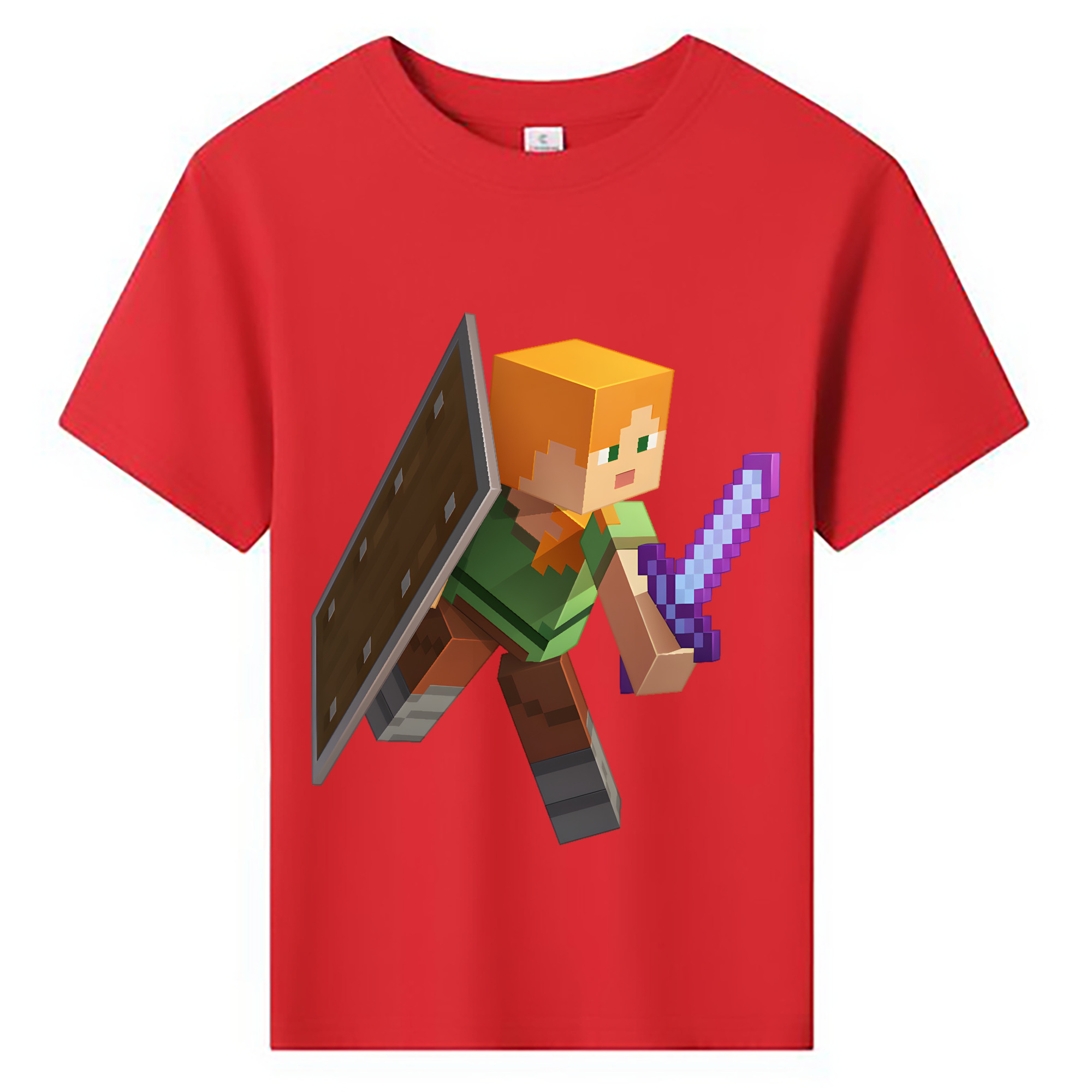 （画像用） マインクラフト ブロックの世界 Minecraft MC Block world 綿100％キッズTシャツ（フロントプリント）