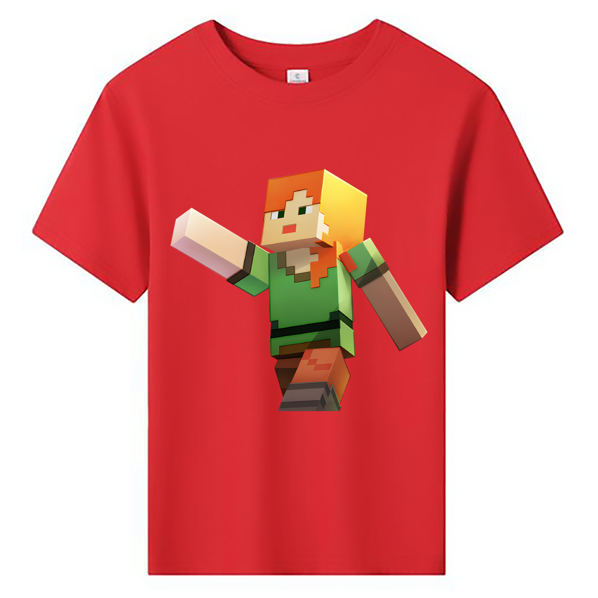 （画像用） マインクラフト ブロックの世界 Minecraft MC Block world 綿100％キッズTシャツ（フロントプリント）