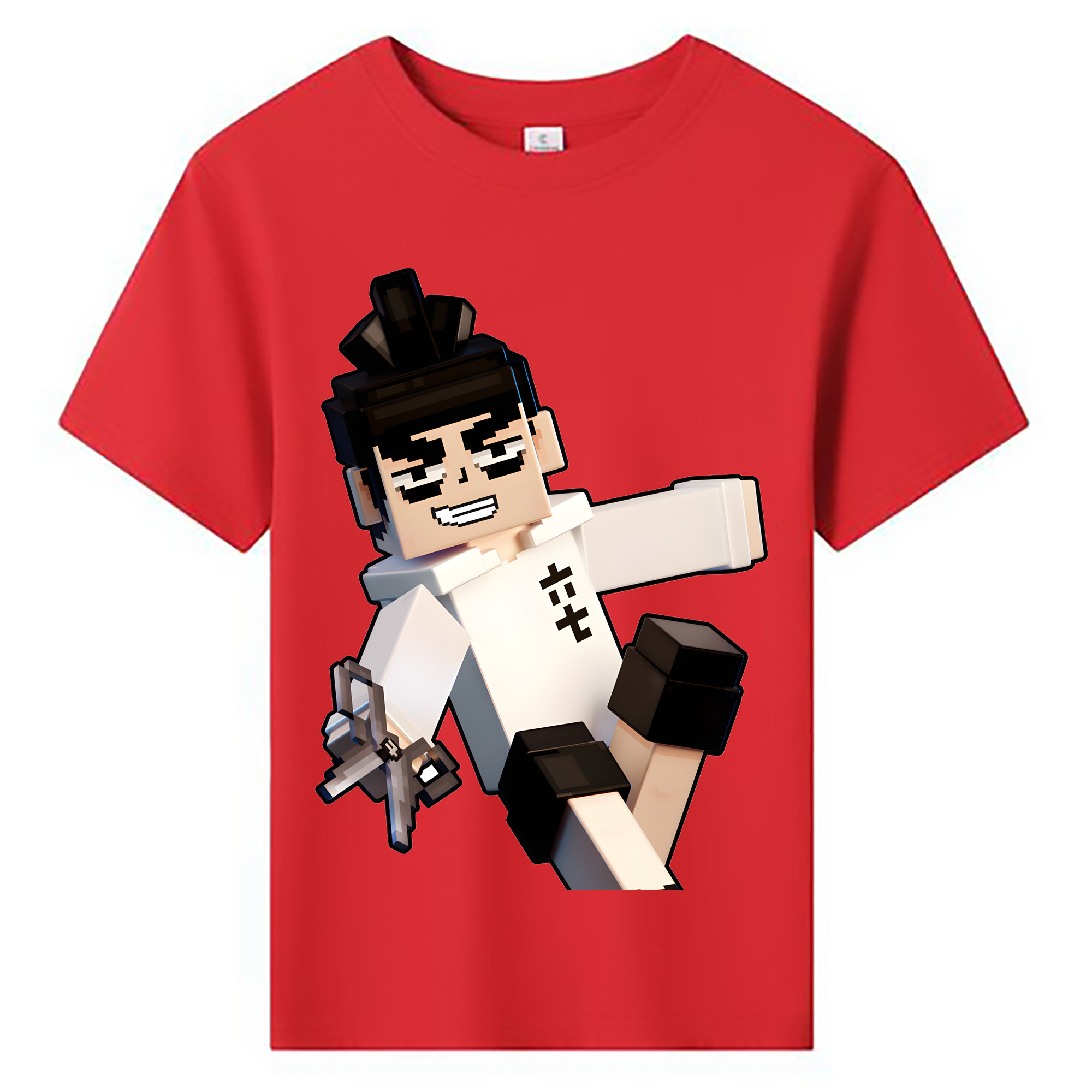 （画像用） マインクラフト ブロックの世界 Minecraft MC Block world 綿100％キッズTシャツ（フロントプリント）