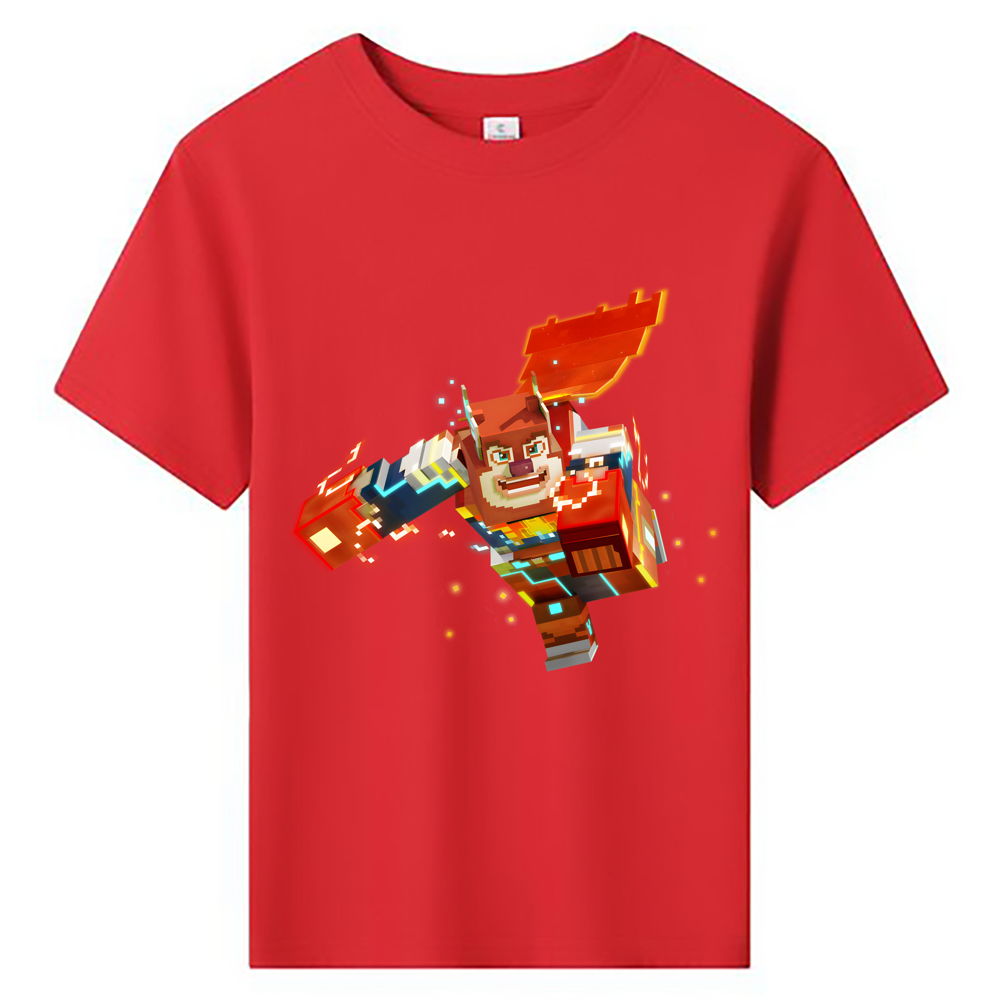 （画像用） マインクラフト ブロックの世界 Minecraft MC Block world 綿100％キッズTシャツ（フロントプリント）