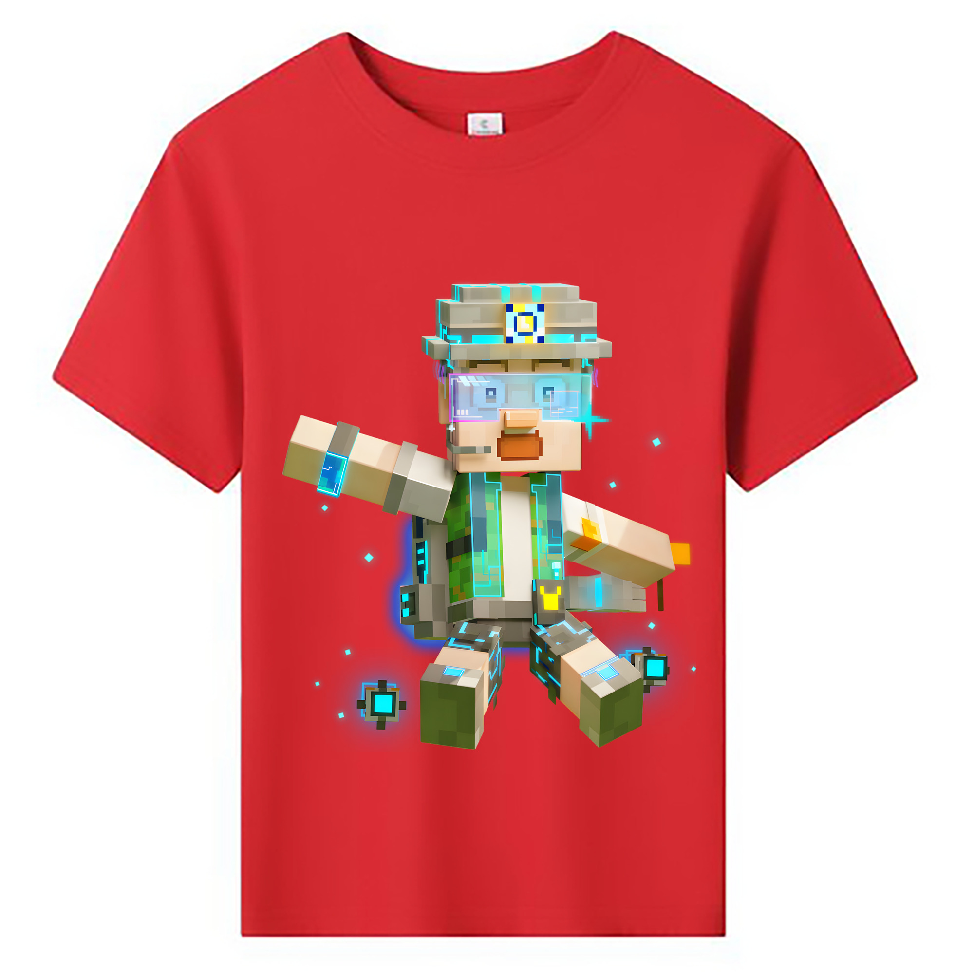 （画像用） マインクラフト ブロックの世界 Minecraft MC Block world 綿100％キッズTシャツ（フロントプリント）