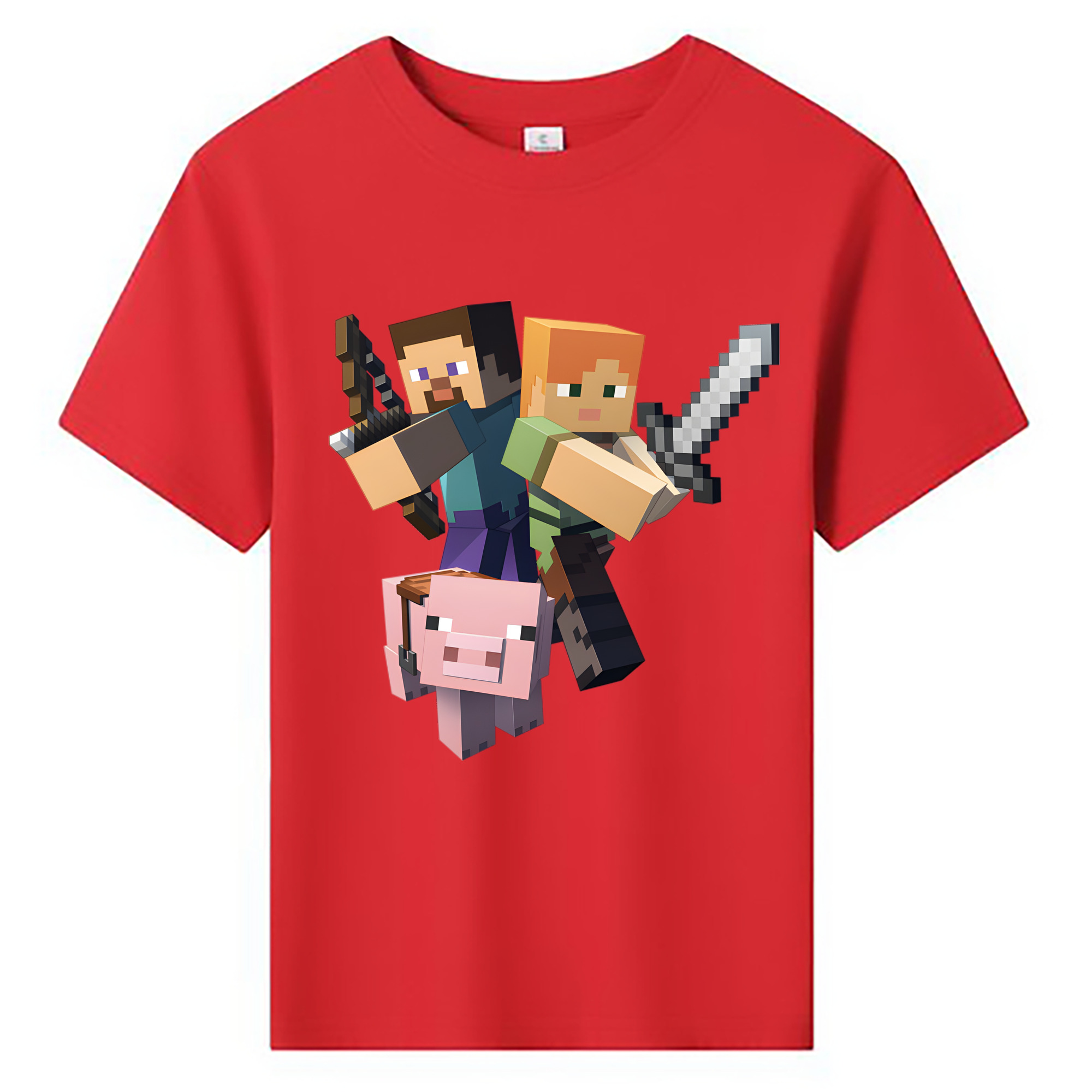 （画像用） マインクラフト ブロックの世界 Minecraft MC Block world 綿100％キッズTシャツ（フロントプリント）
