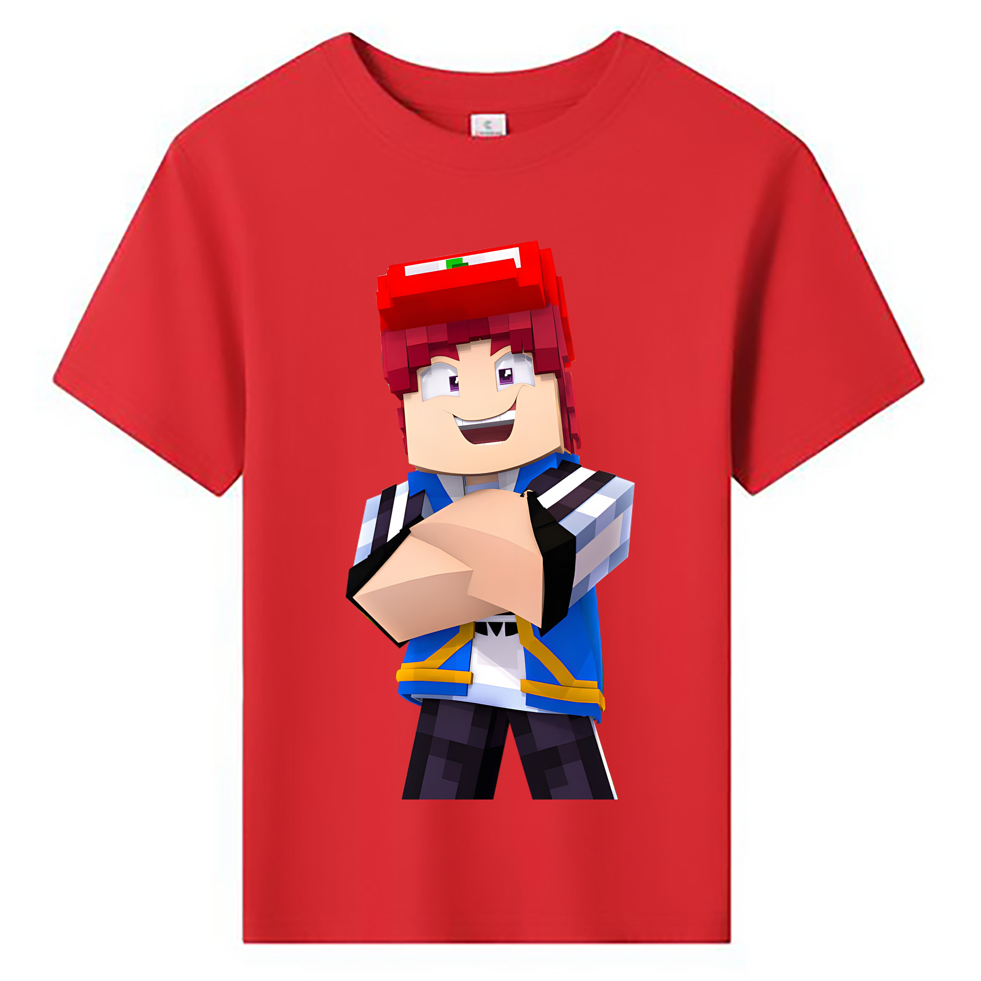 （画像用） マインクラフト ブロックの世界 Minecraft MC Block world 綿100％キッズTシャツ（フロントプリント）