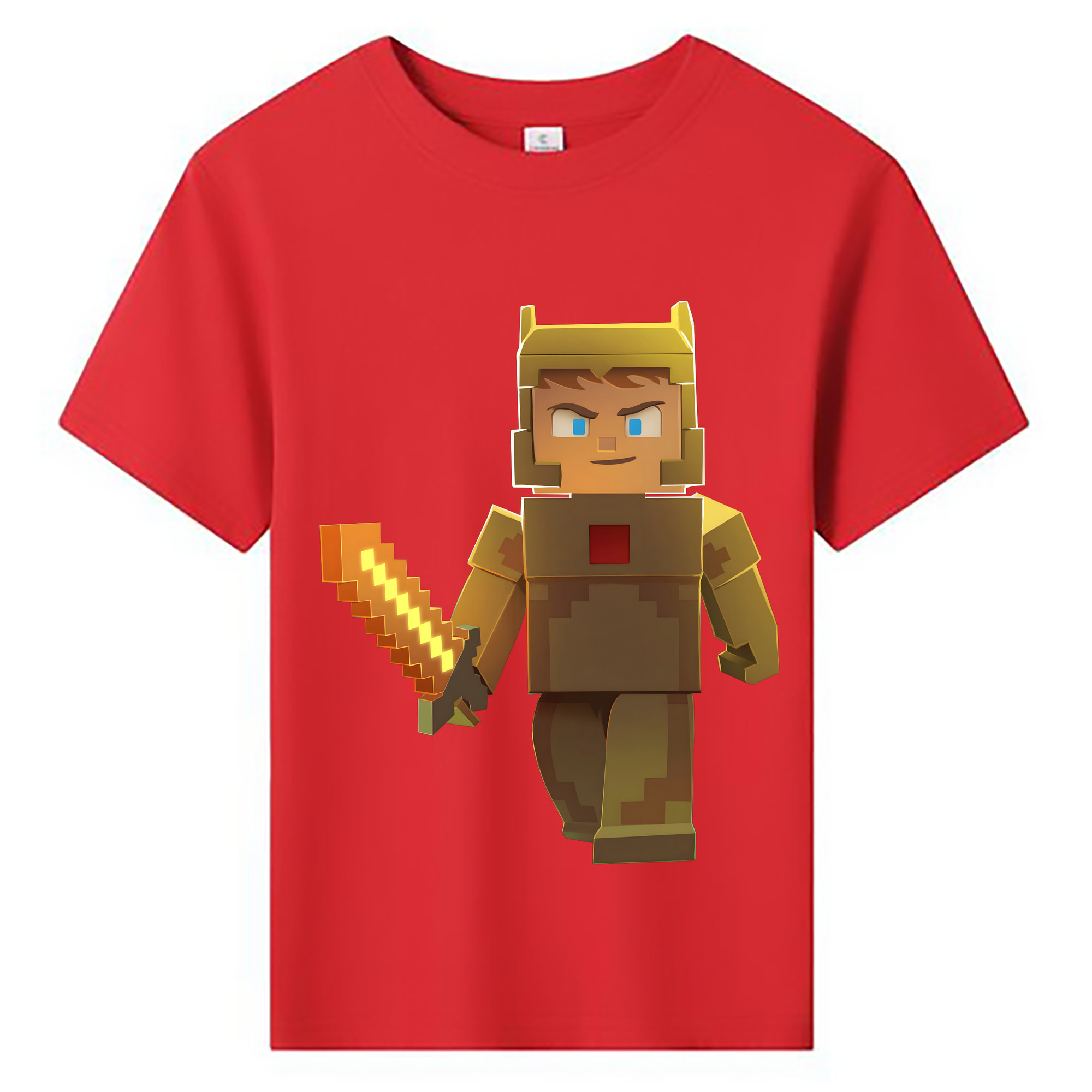 （画像用） マインクラフト ブロックの世界 Minecraft MC Block world 綿100％キッズTシャツ（フロントプリント）