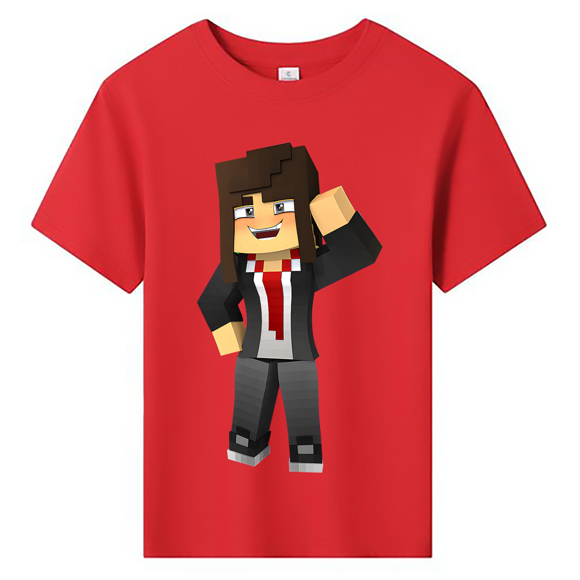 （画像用） マインクラフト ブロックの世界 Minecraft MC Block world 綿100％キッズTシャツ（フロントプリント）