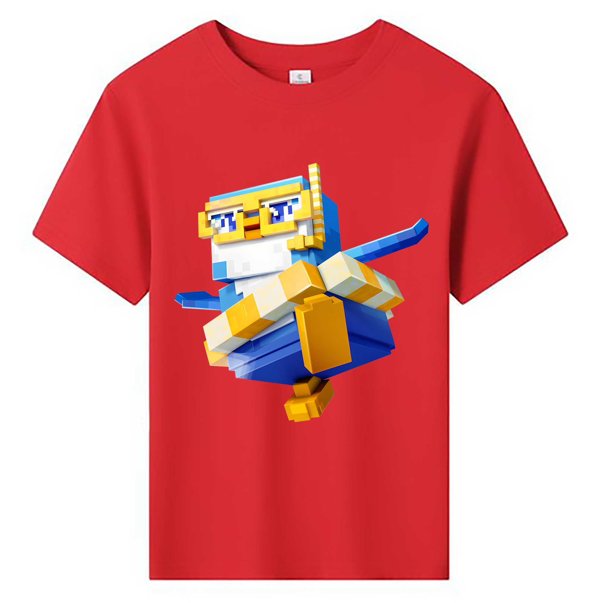 （画像用） マインクラフト ブロックの世界 Minecraft MC Block world 綿100％キッズTシャツ（フロントプリント）