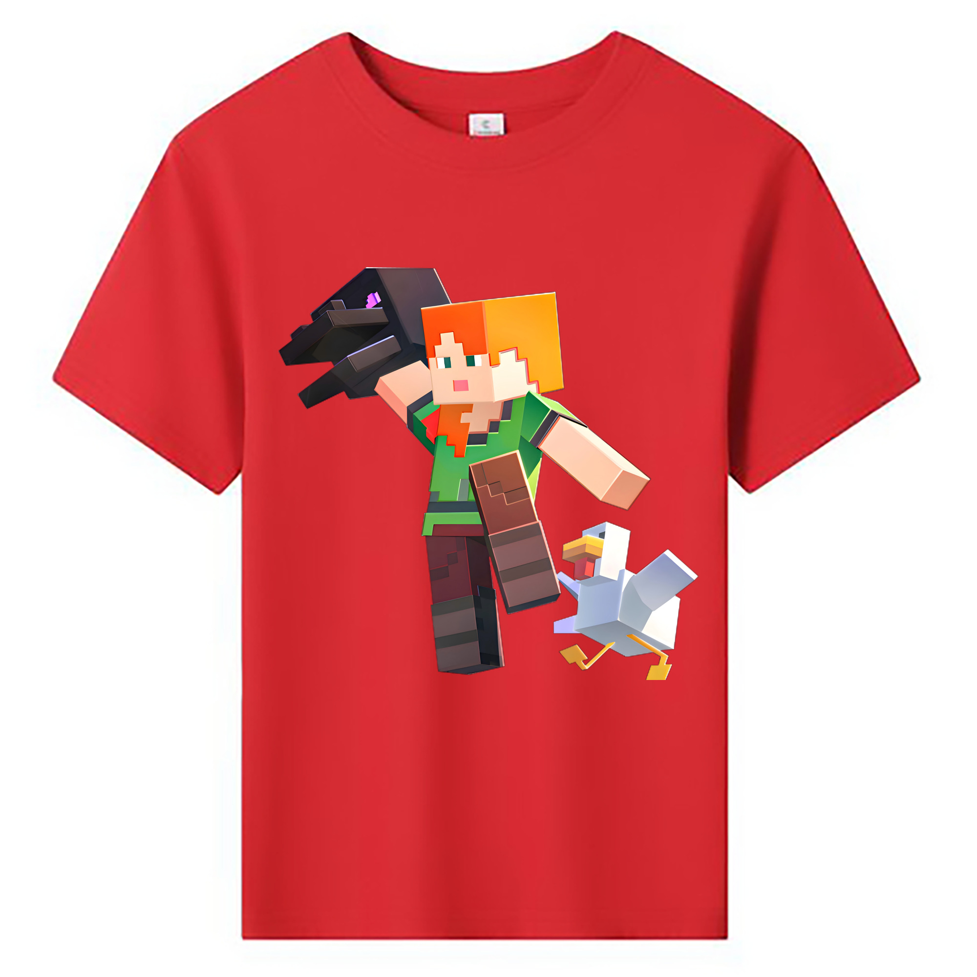 （画像用） マインクラフト ブロックの世界 Minecraft MC Block world 綿100％キッズTシャツ（フロントプリント）