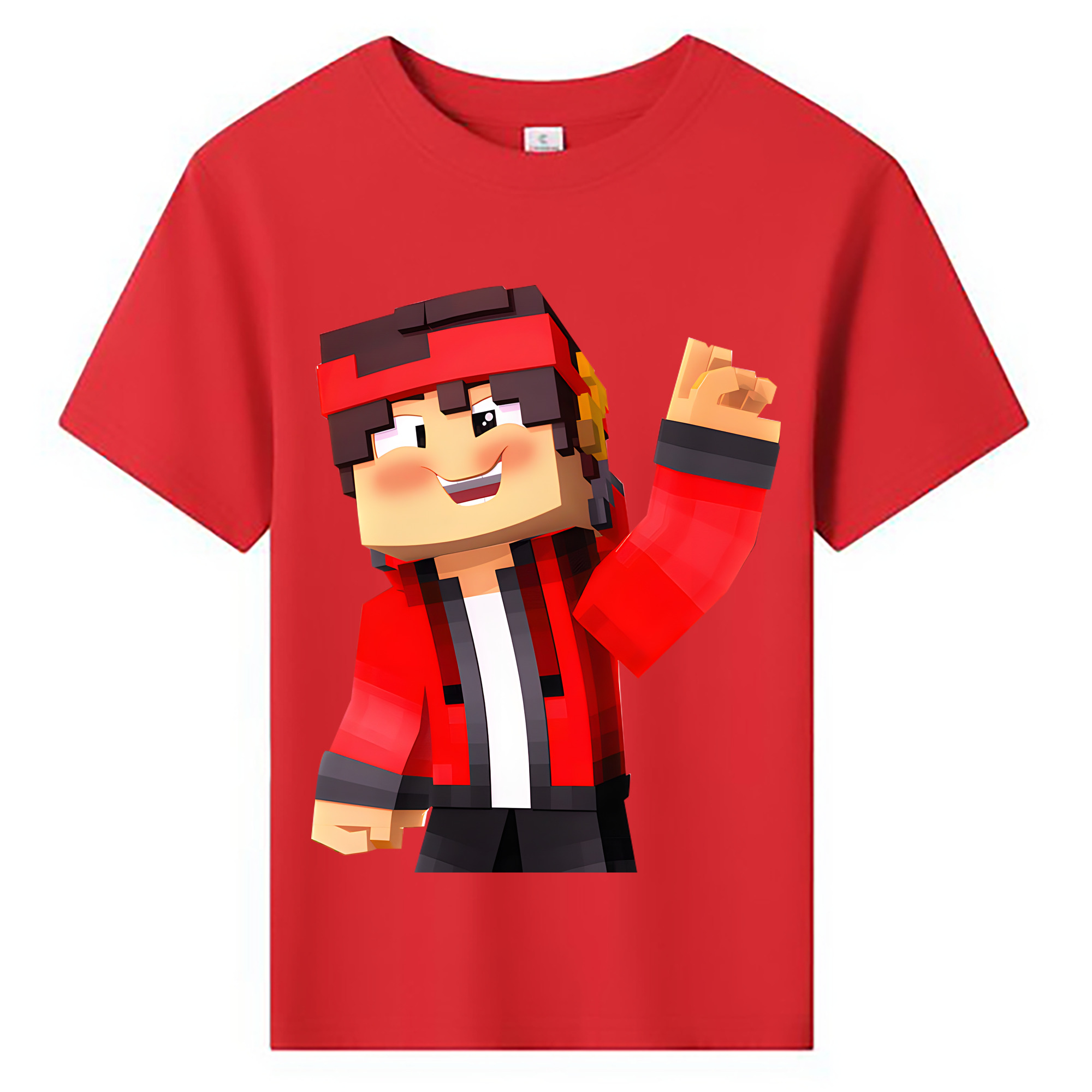 （画像用） マインクラフト ブロックの世界 Minecraft MC Block world 綿100％キッズTシャツ（フロントプリント）