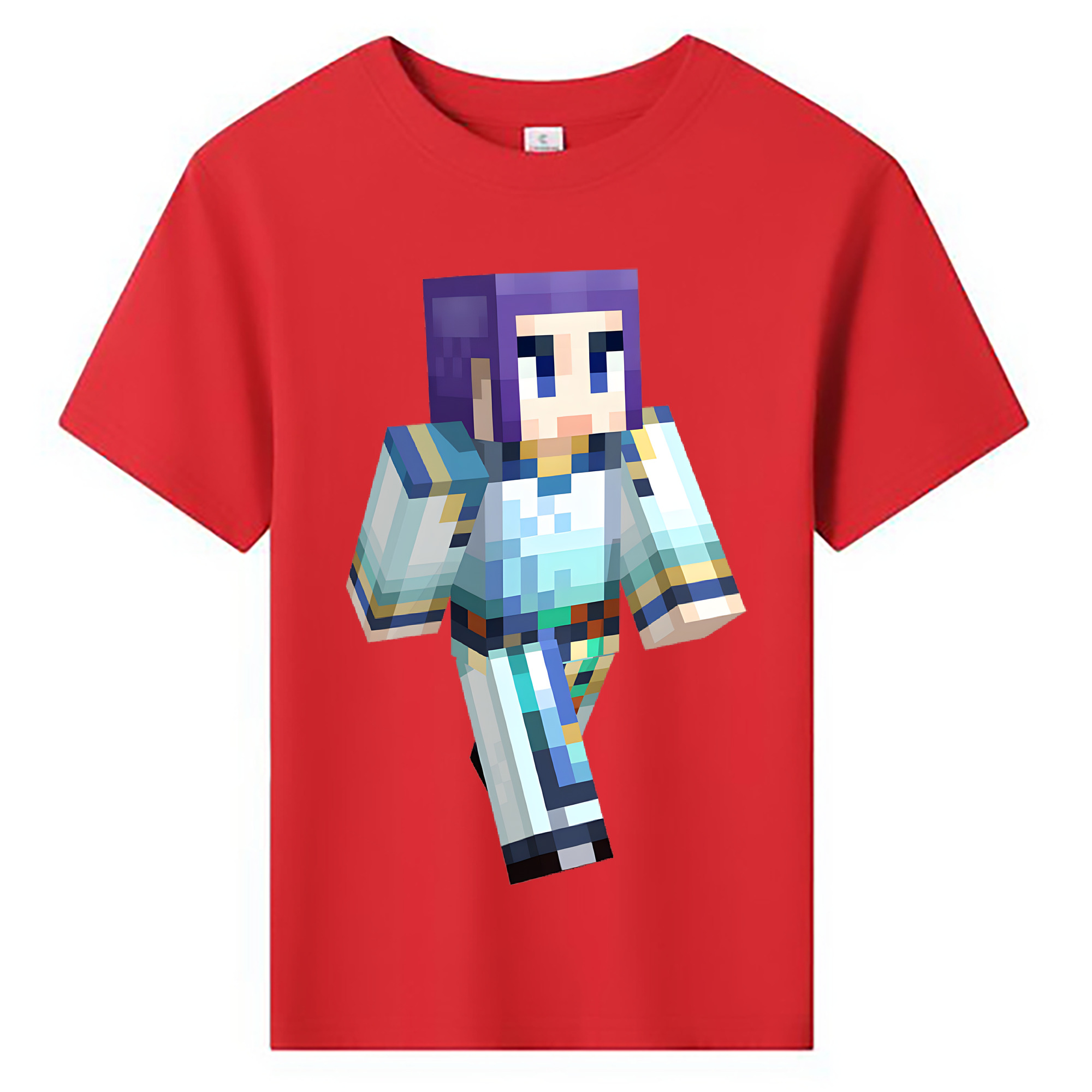 （画像用） マインクラフト ブロックの世界 Minecraft MC Block world 綿100％キッズTシャツ（フロントプリント）