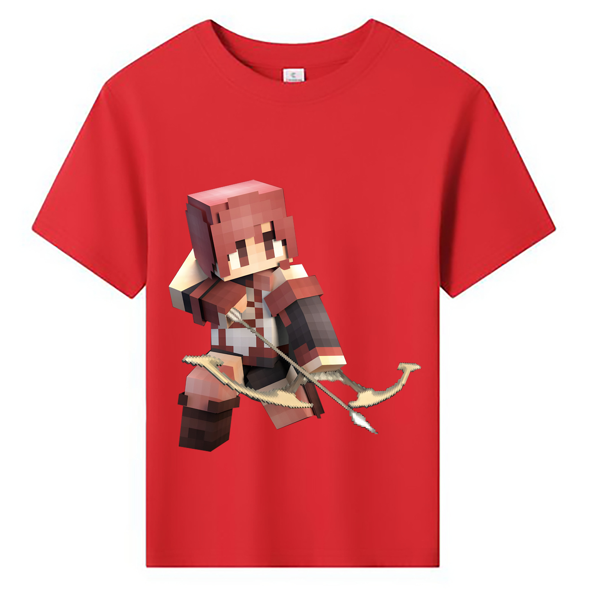 （画像用） マインクラフト ブロックの世界 Minecraft MC Block world 綿100％キッズTシャツ（フロントプリント）