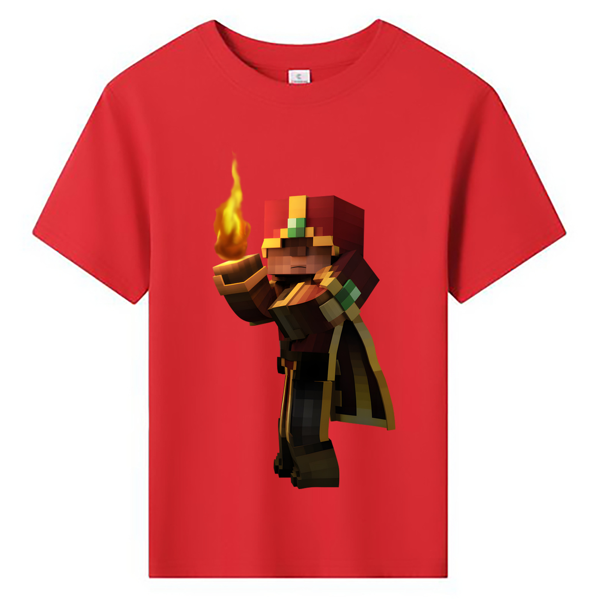 （画像用） マインクラフト ブロックの世界 Minecraft MC Block world 綿100％キッズTシャツ（フロントプリント）
