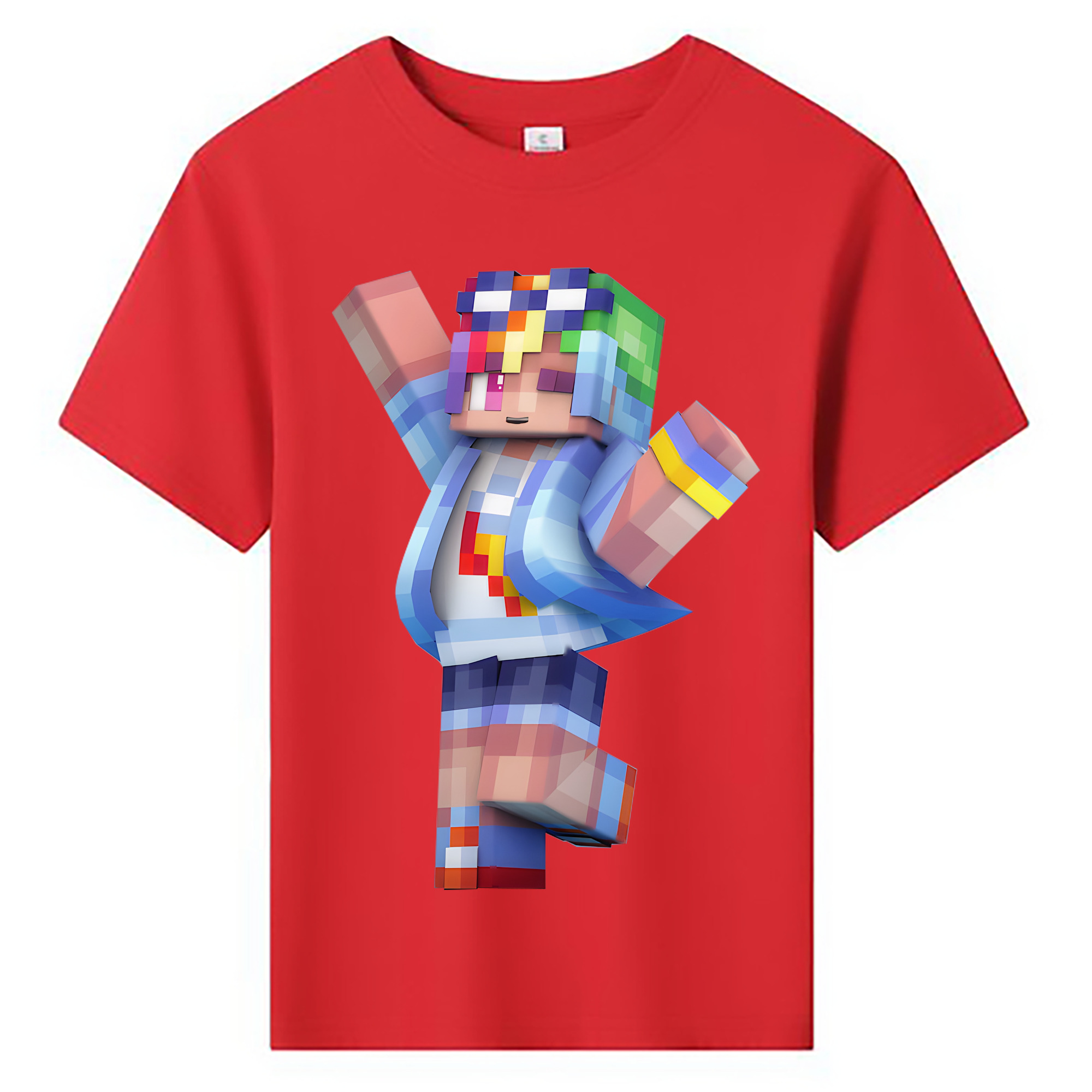 （画像用） マインクラフト ブロックの世界 Minecraft MC Block world 綿100％キッズTシャツ（フロントプリント）