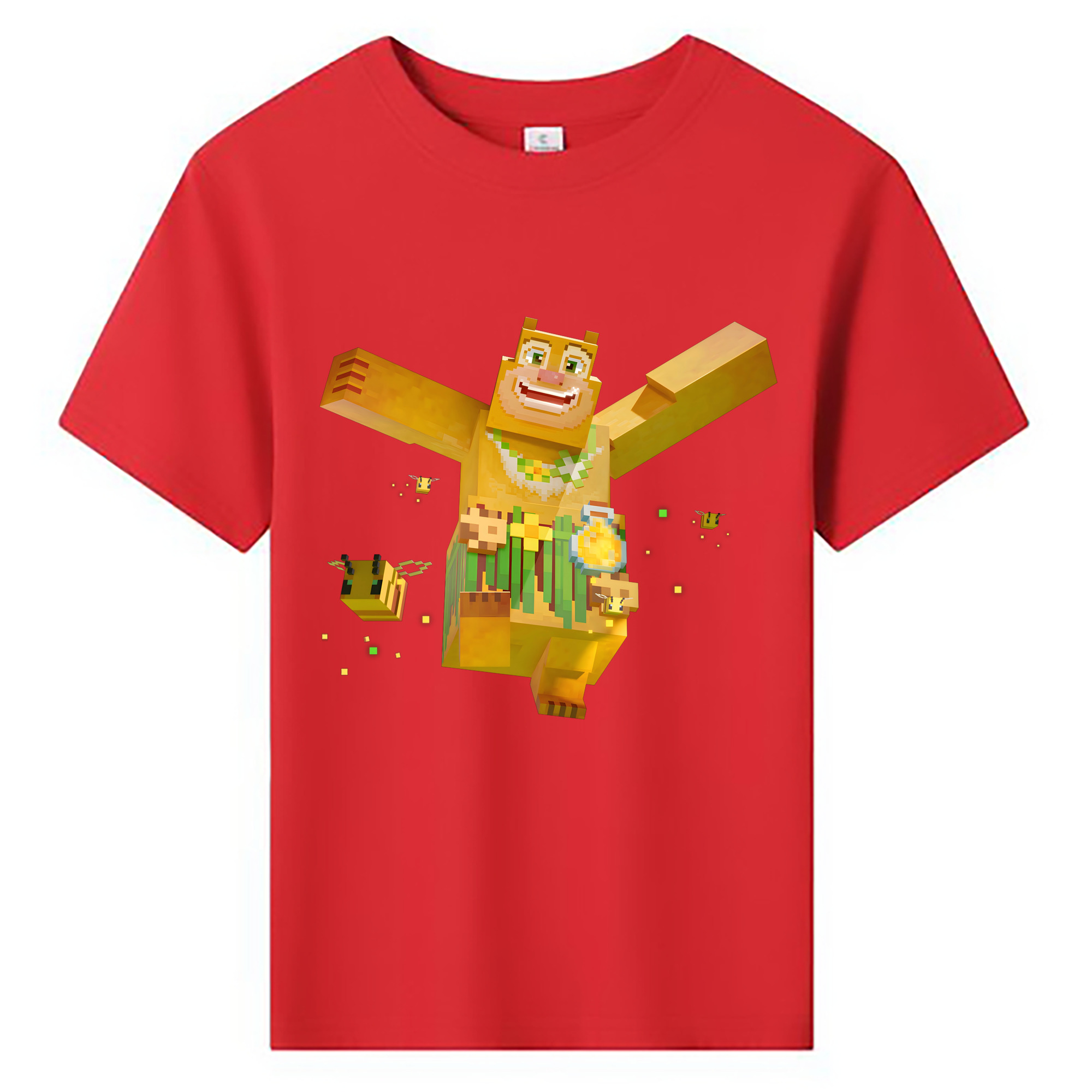 （画像用） マインクラフト ブロックの世界 Minecraft MC Block world 綿100％キッズTシャツ（フロントプリント）
