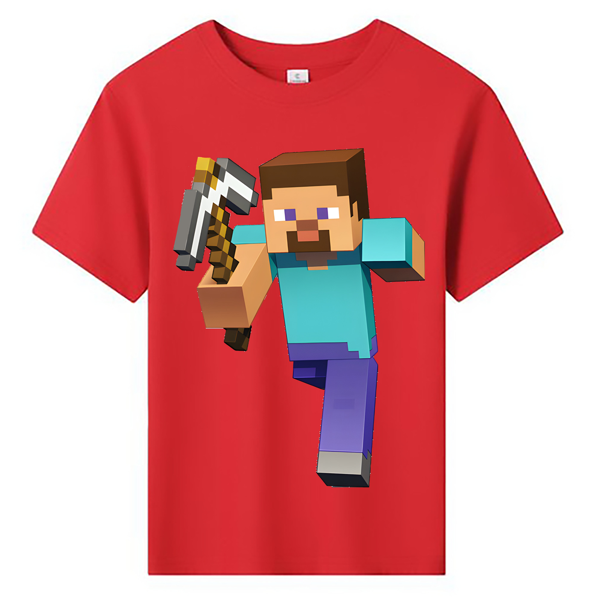 （画像用） マインクラフト ブロックの世界 Minecraft MC Block world 綿100％キッズTシャツ（フロントプリント）