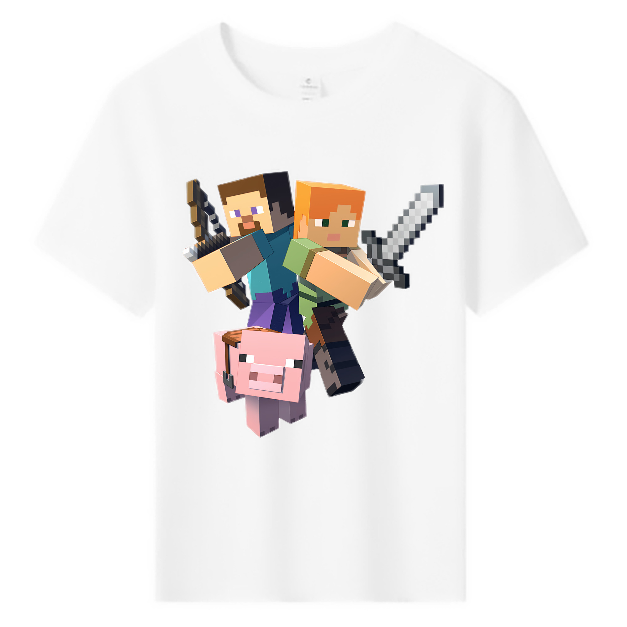 （画像用） マインクラフト ブロックの世界 Minecraft MC Block world 綿100％キッズTシャツ（フロントプリント）